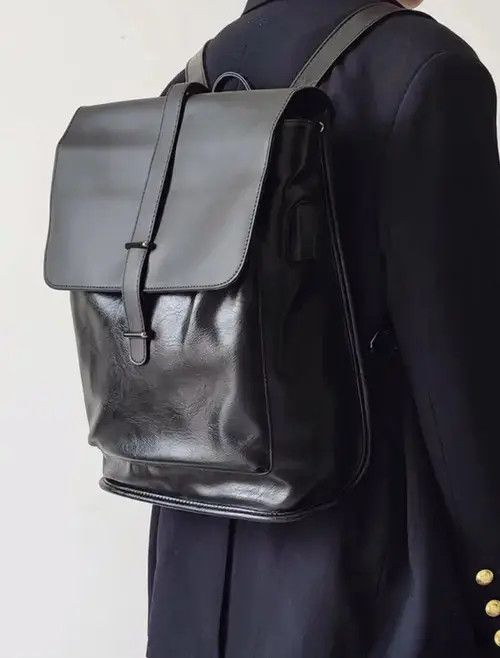 VIBE Haseki x Miyo Retro fashion pu leather usb port backpack y2k Size ONE SIZE - 2 Thumbnail