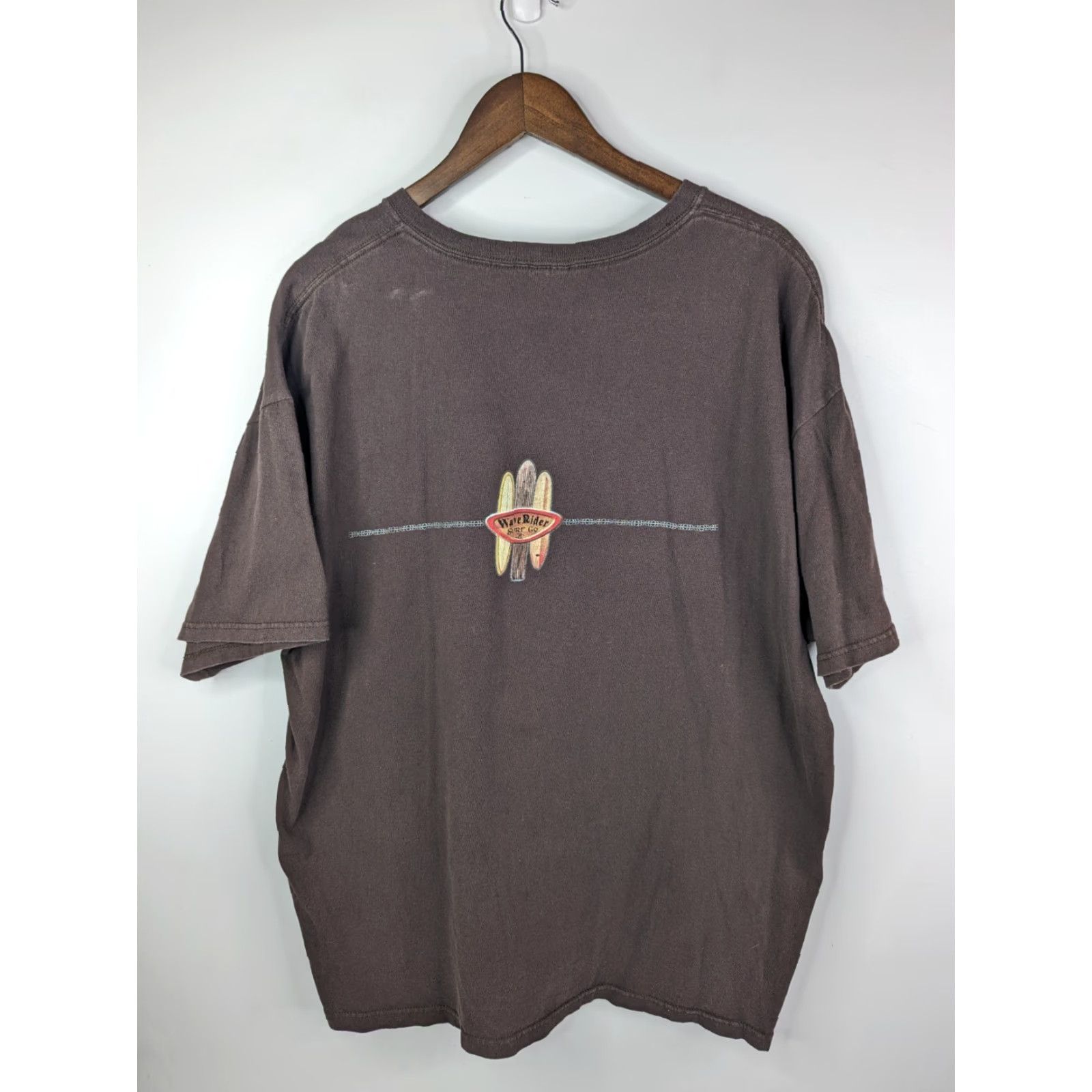 CO Wave Rider Surf Co Kona Hawaii Brown T-Shirt Adult Size 2XL Y2K Double Sided Tee Size US XXL / EU 58 / 5 - 4 Thumbnail