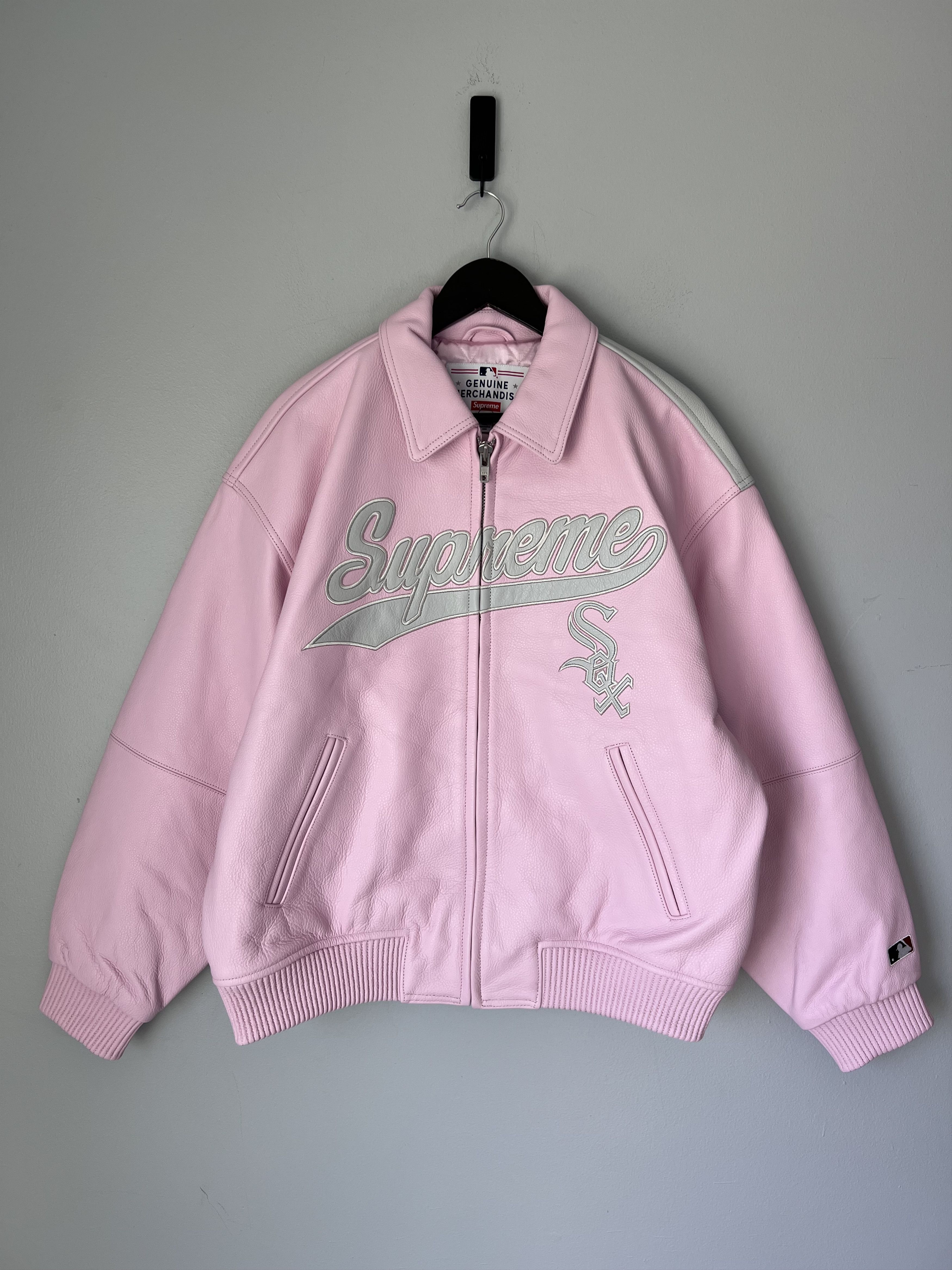 MLB × Supreme Supreme Chicago White Sox Leather Jacket in Pink Size US L / EU 52-54 / 3 - 1 Thumbnail