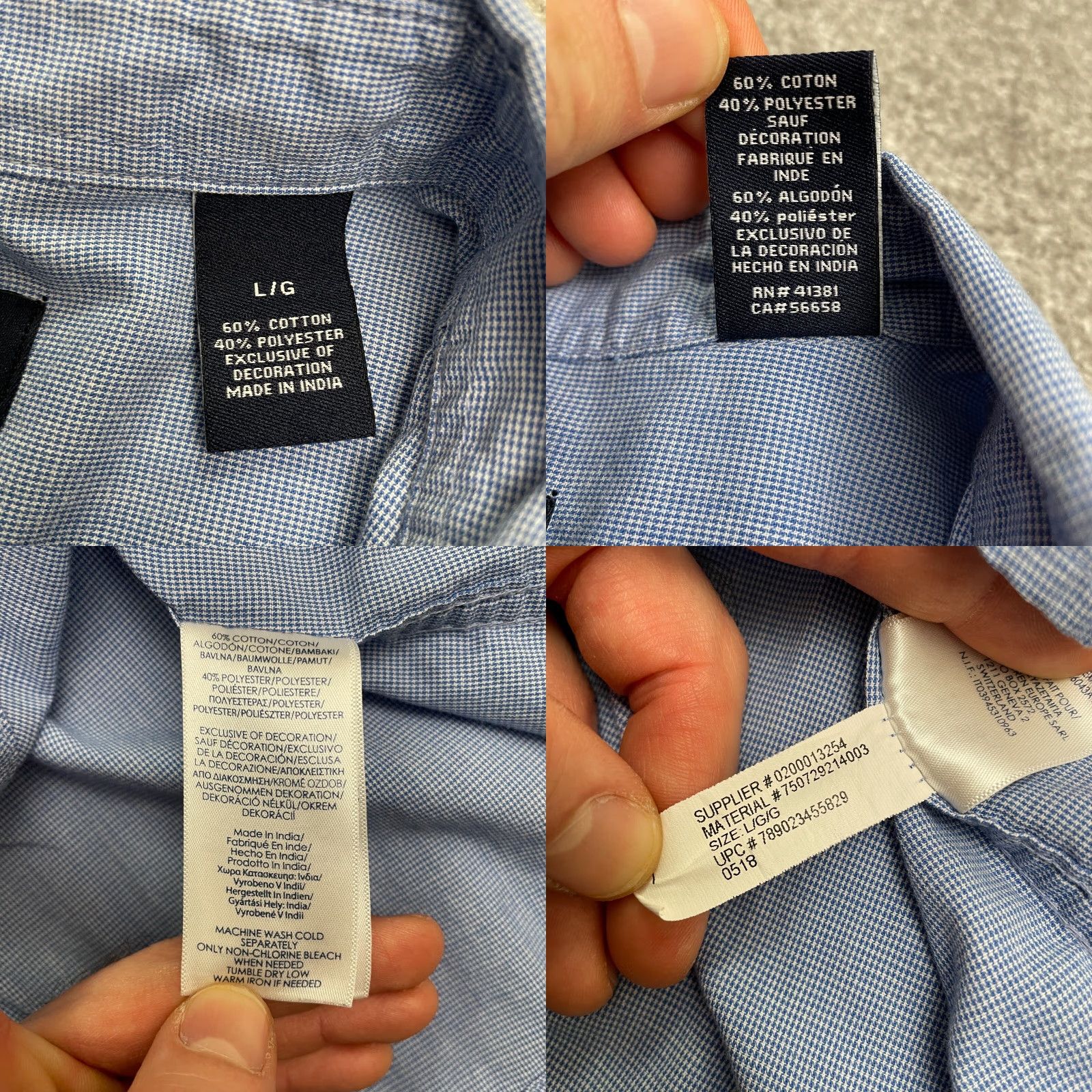 Chaps Chaps Button-Down Shirt Men Large Blue White Check Short Sleeve Easy Care Casual Size US L / EU 52-54 / 3 - 8 Thumbnail
