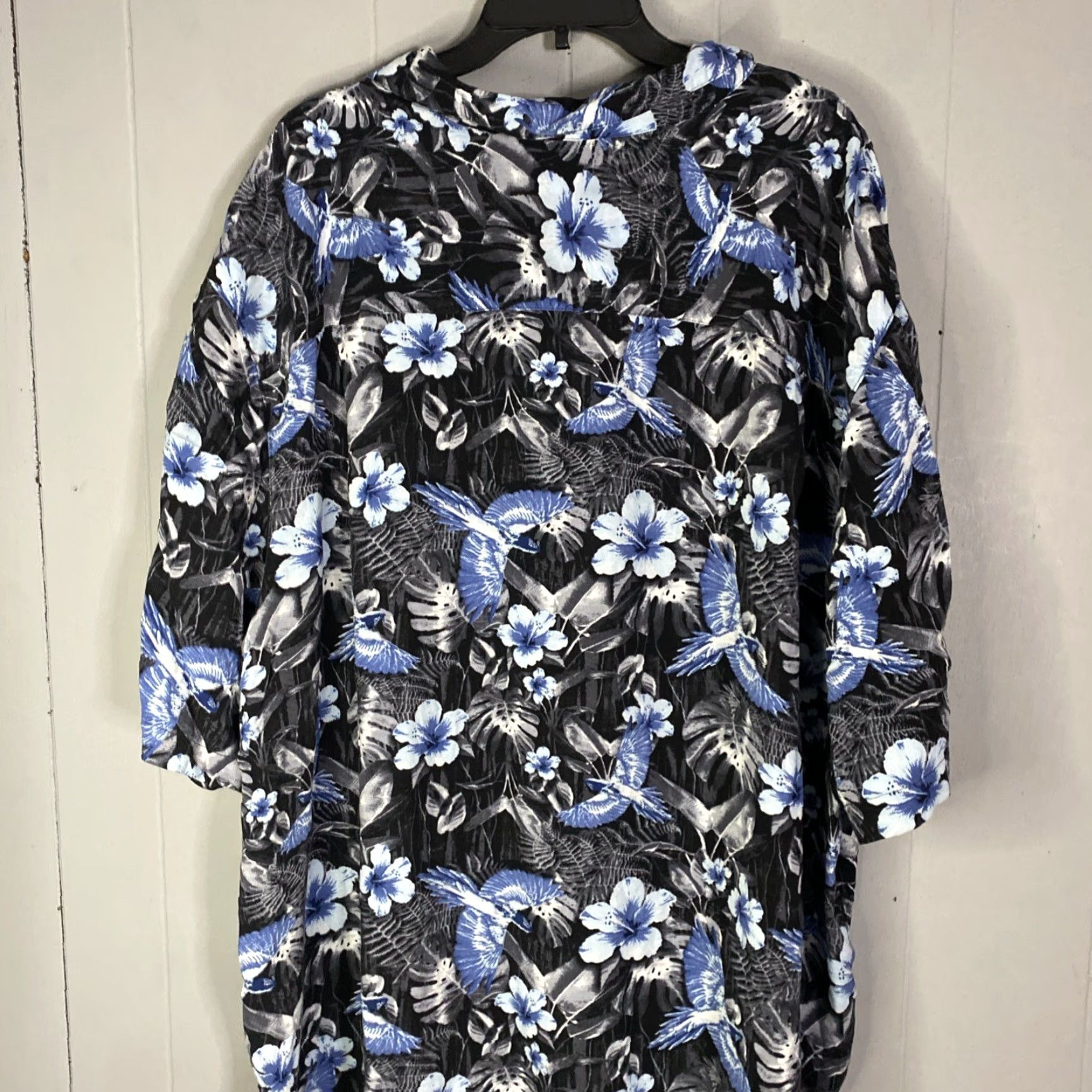 George George Hawaiian Shirt Mens 3XL 3XG 30x34 AOP Bird Floral Blue Lightweight Beach Shirt Size US XXL / EU 58 / 5 - 8 Thumbnail