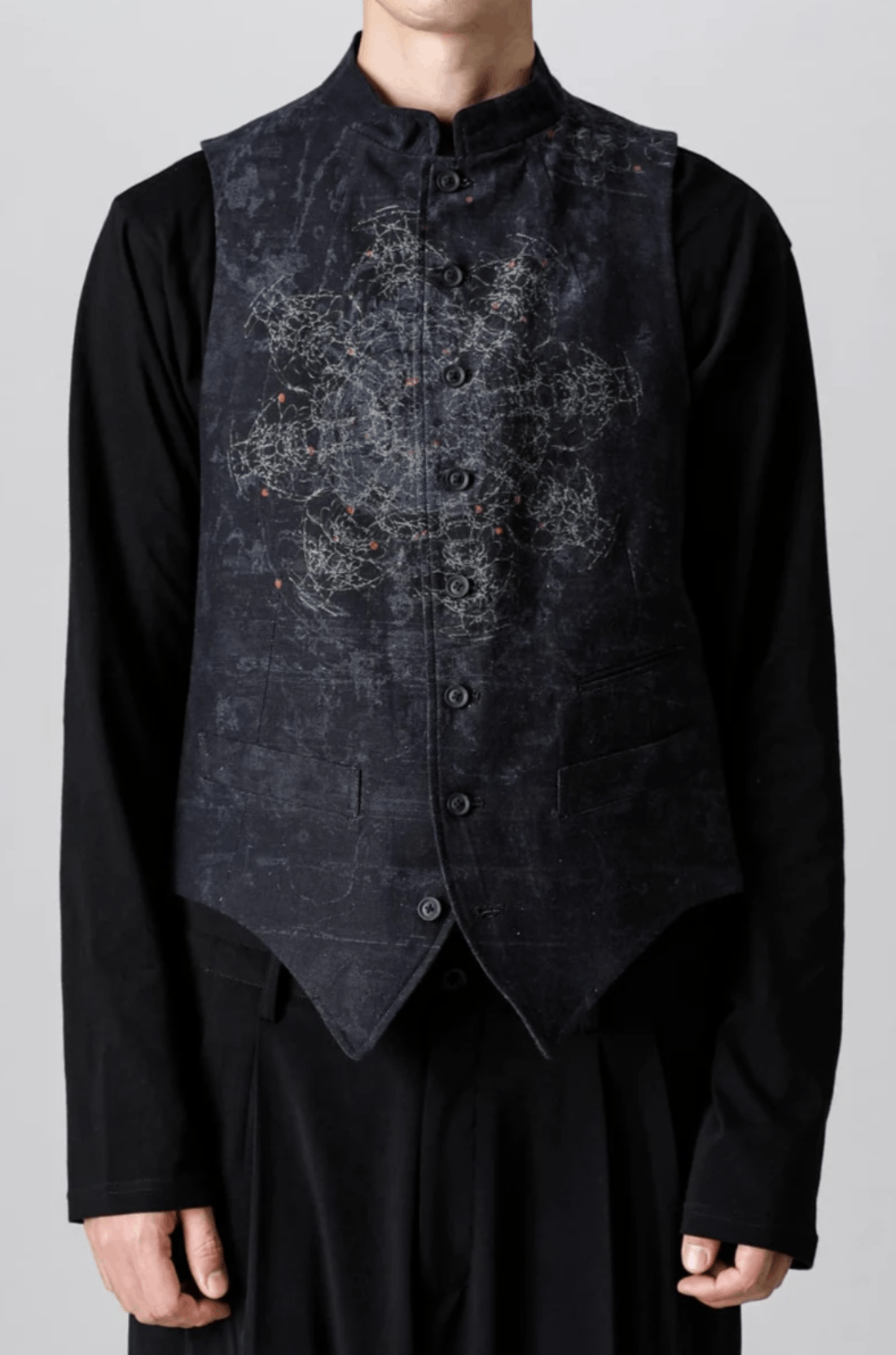 image of Yohji Yamamoto Pour Homme - Indra Design Vest With Collar in Black, Men's (Size Large)