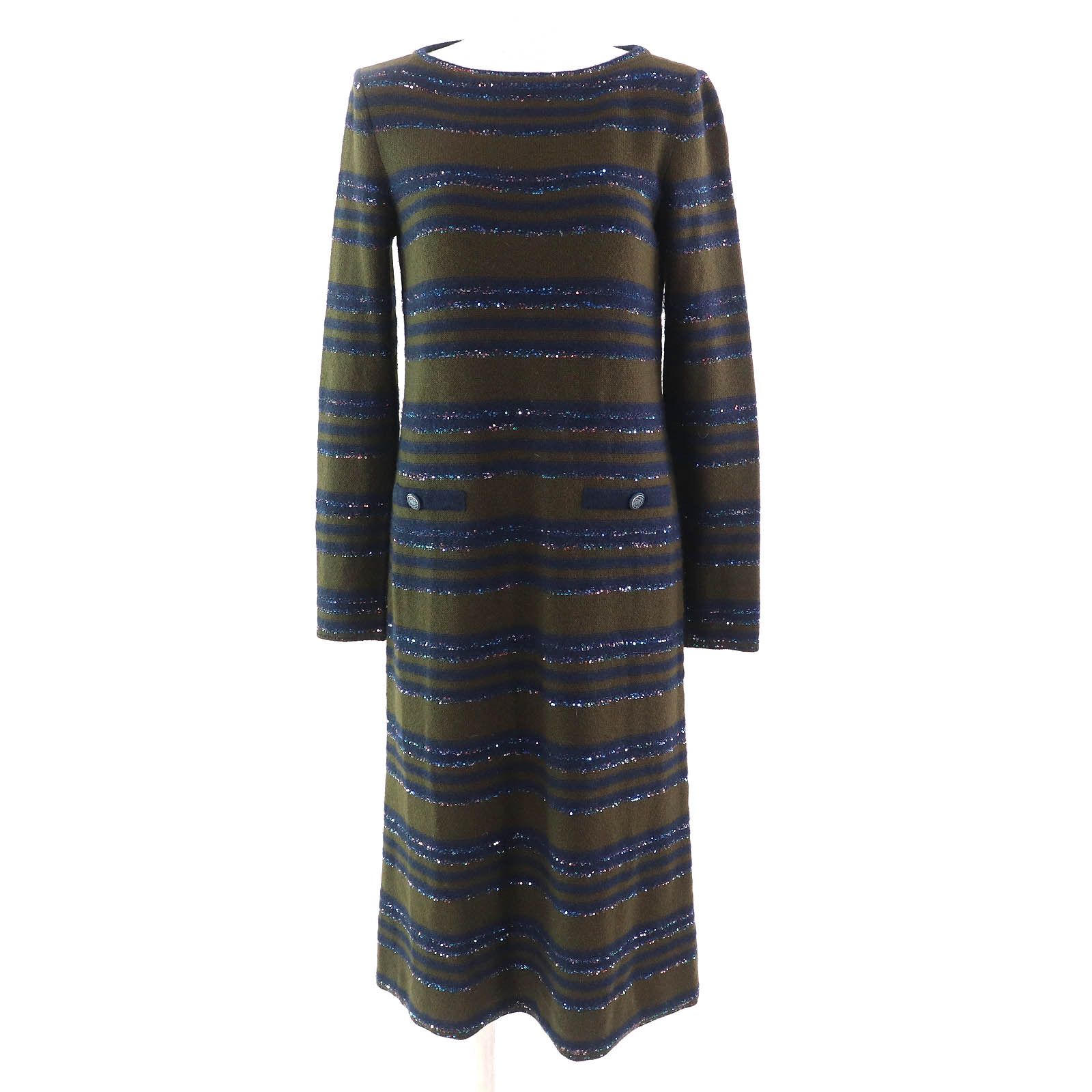 Chanel Chanel Chanel COCO Button Sequin Border Pattern Cashmere Dress Others Dresses P62936 DUTY FREE for USA Size ONE SIZE - 1 Thumbnail