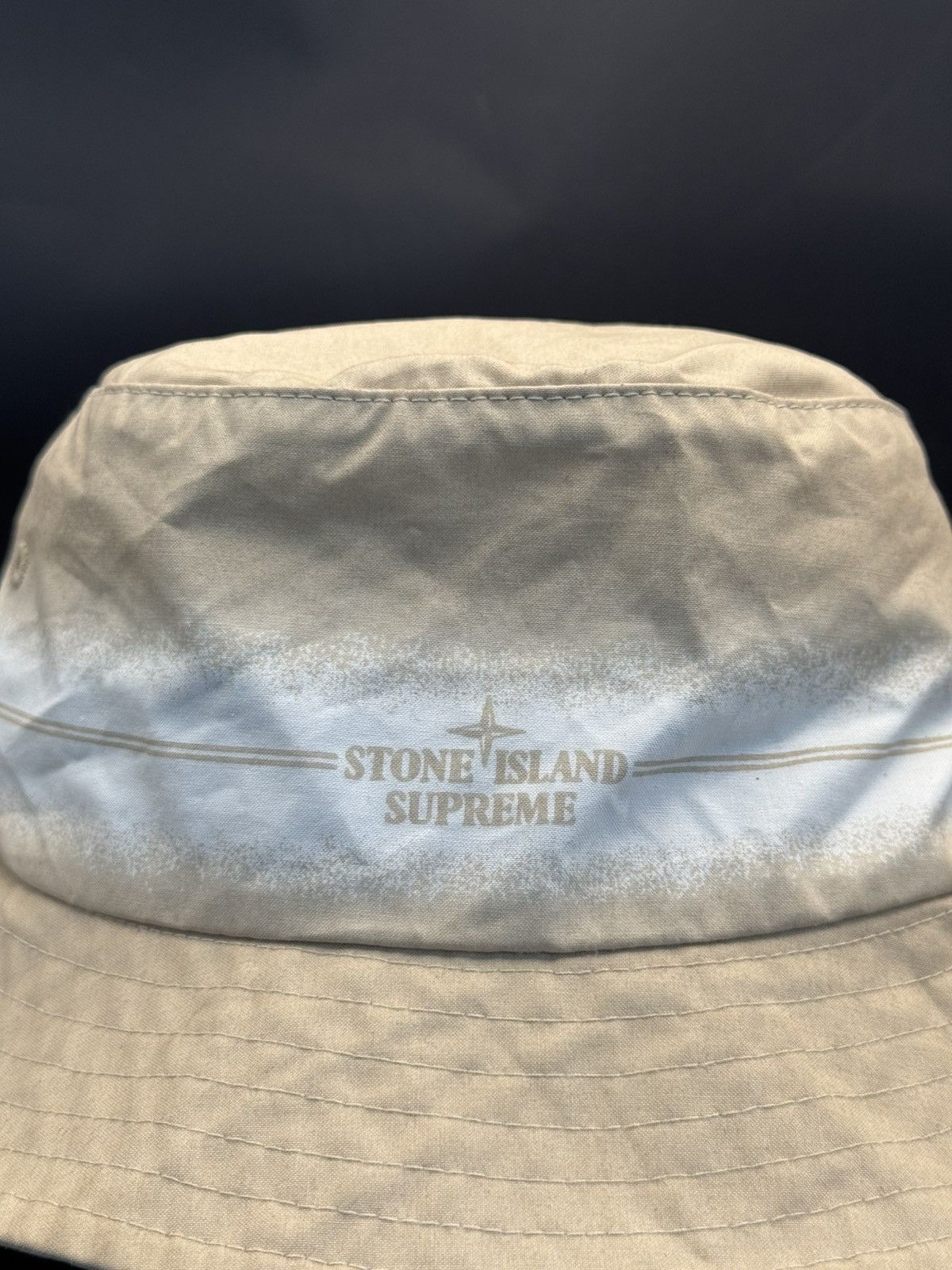 Supreme Supreme x Stone Island Stripe Crusher Bucket Hat Beige Tan | Grailed