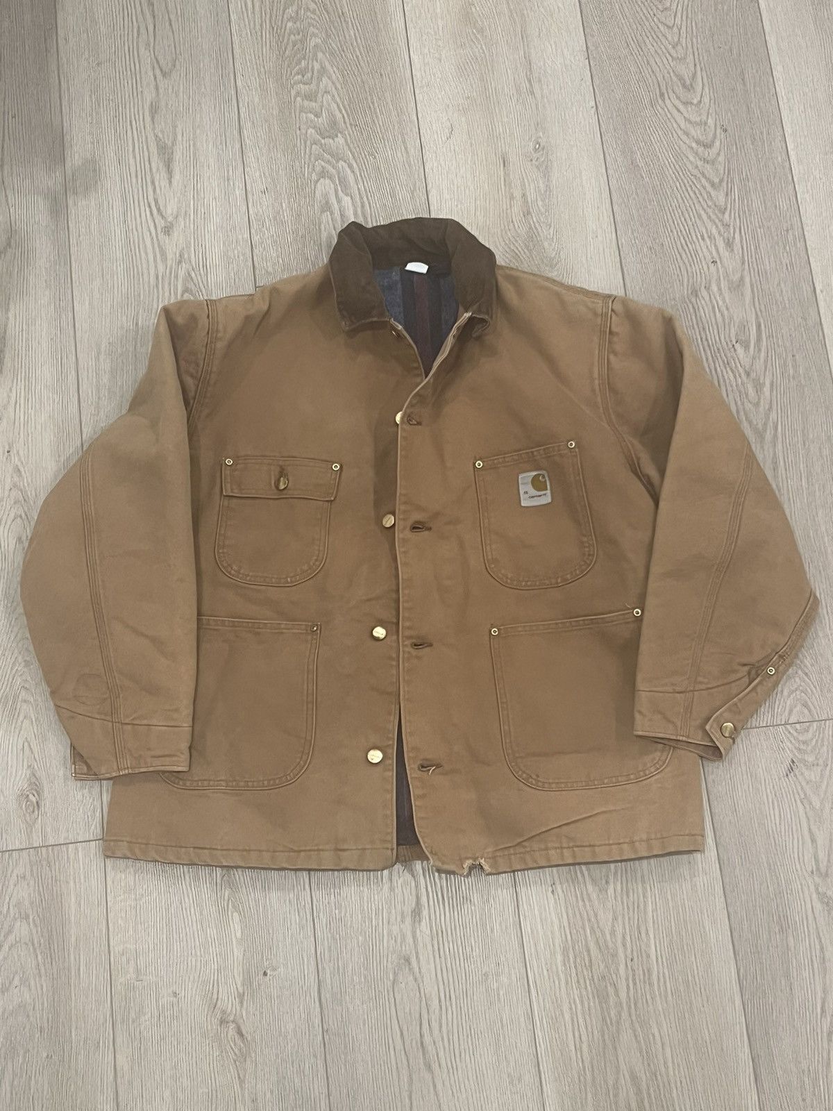 image of 70's Carhartt Chore Blanket Lined Jacket in Brown, Men's (Size XL)