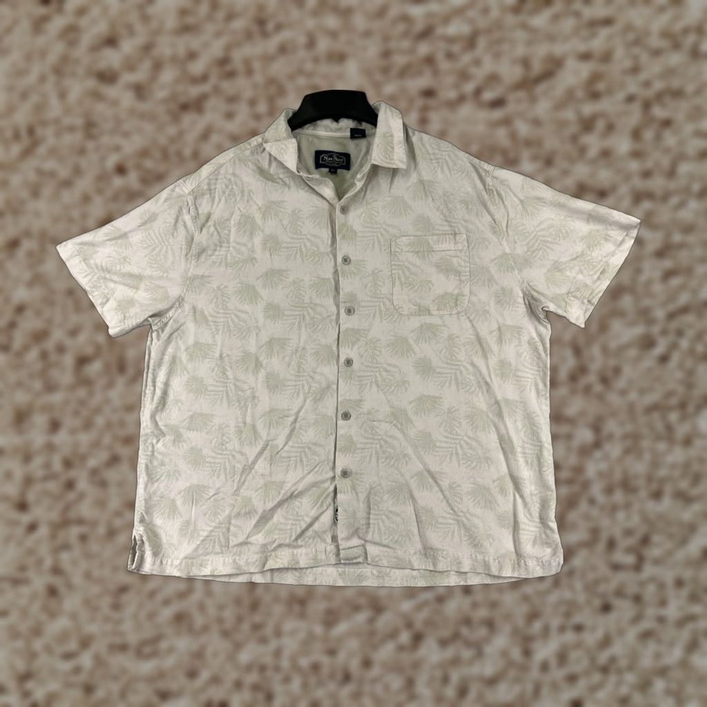 Nat Nast Nat Nast Shirt Mens XL Beige Palm All Over Print Silk Blend Button Up Size US XL / EU 56 / 4 - 1 Thumbnail