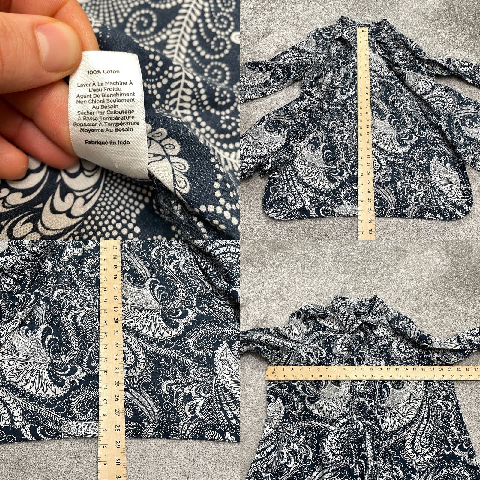 Talbots Talbots Paisley Button Down Shirt Blouse Womens L Navy Blue Long Sleeve Top Size L / US 10 / IT 46 - 8 Thumbnail