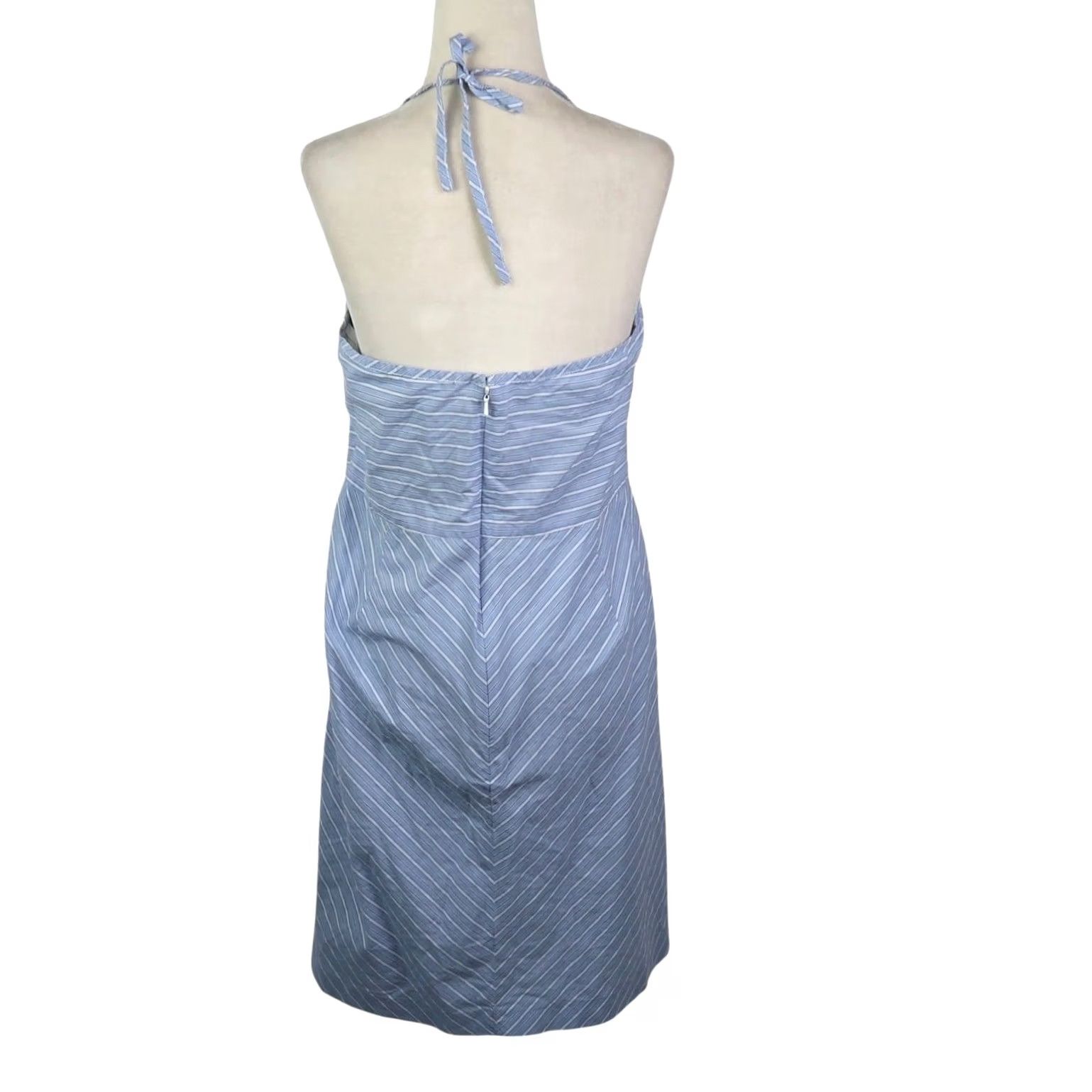 Tommy Hilfiger VINTAGE Tommy Hilfiger Dress Halter Striped Knee Length 12 Blue White 90s Womens Sleeveless Sundress COTTON Casual Summer Vintage Yes Size XL / US 12-14 / IT 48-50 - 4 Thumbnail