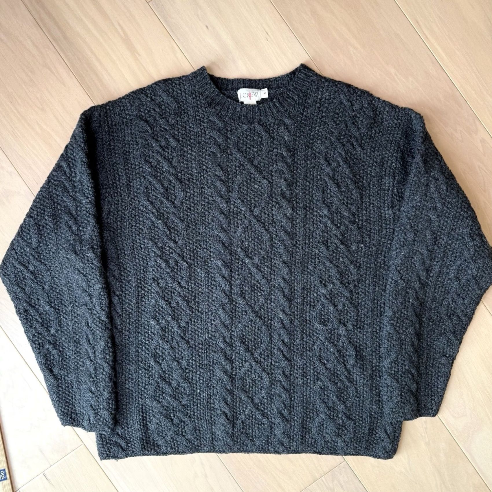 J.Crew VINTAGE J.CREW Cable Knit Sweater S Gray Wool Pullover Crew Neck Men’s Knit Pattern Solid Fall Winter 90s USA Art Hip Hop Hippie Nature Outdoor Logo Size US S / EU 44-46 / 1 - 3 Thumbnail