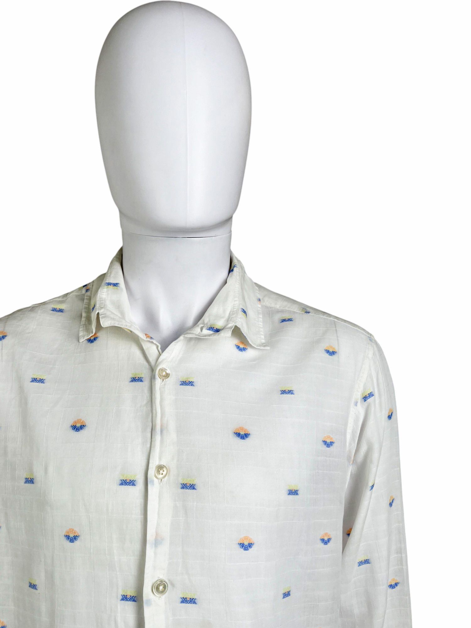 Ann Demeulemeester 2000's White Floral Pattern Shirt Size US L / EU 52-54 / 3 - 4 Thumbnail