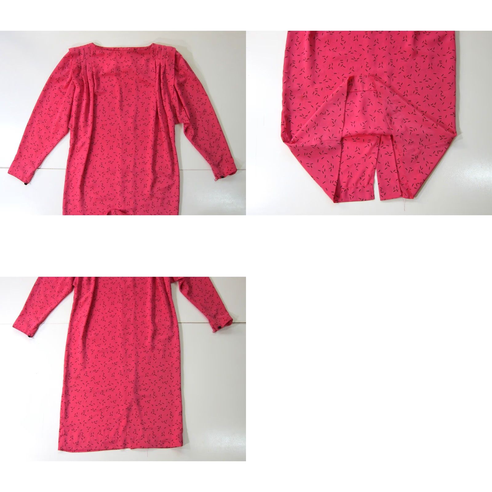 Liz Claiborne VINTAGE Liz Claiborne Pink Black Retro Long Sleeve High Neck Tunic Shift Dress 6P Size M / US 6-8 / IT 42-44 - 8 Thumbnail