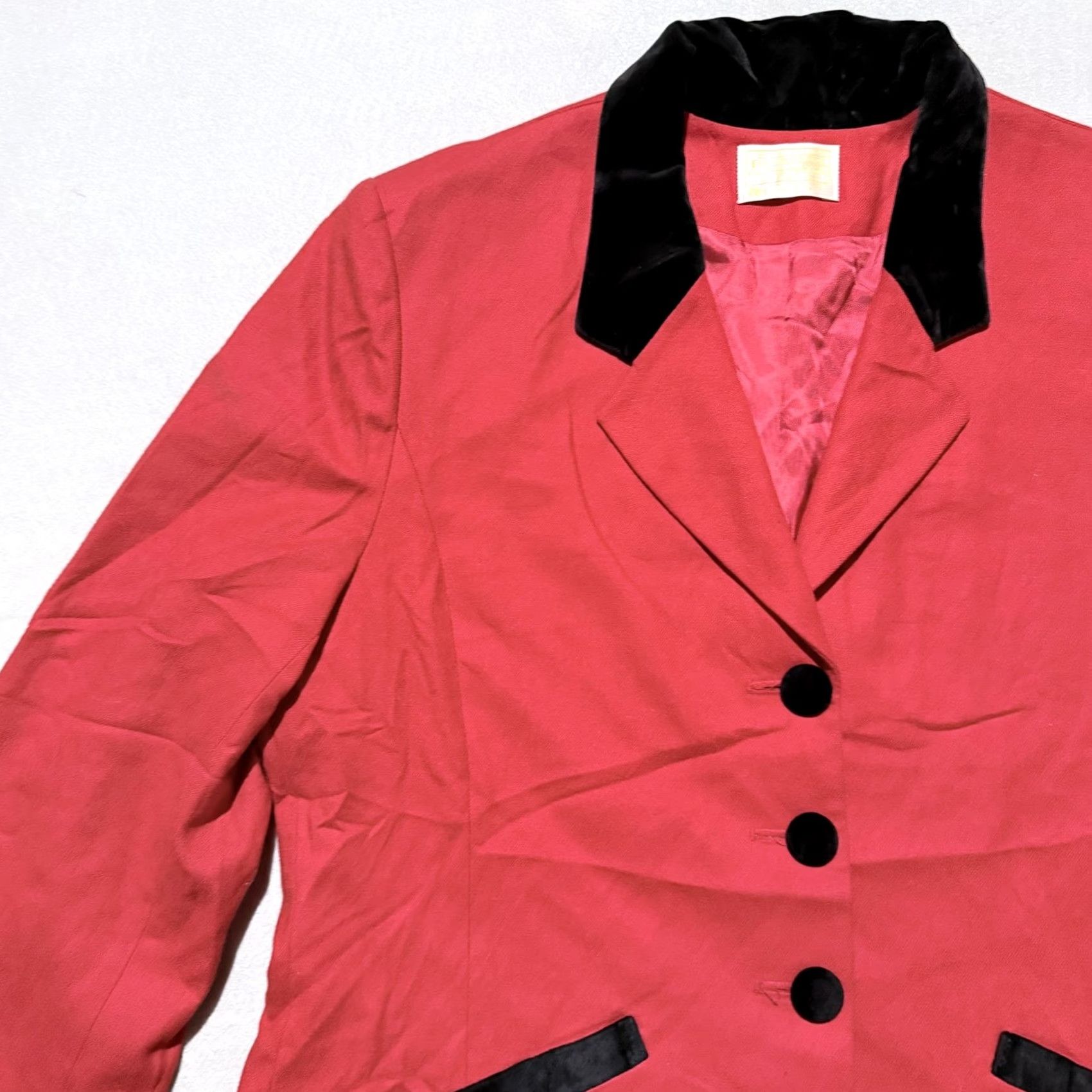 Pendleton VINTAGE Pendleton Blazer Women Red Wool 3-Button Jacket Large L USA Made Velvet Black Velvet Accent Button Size L / US 10 / IT 46 - 3 Thumbnail