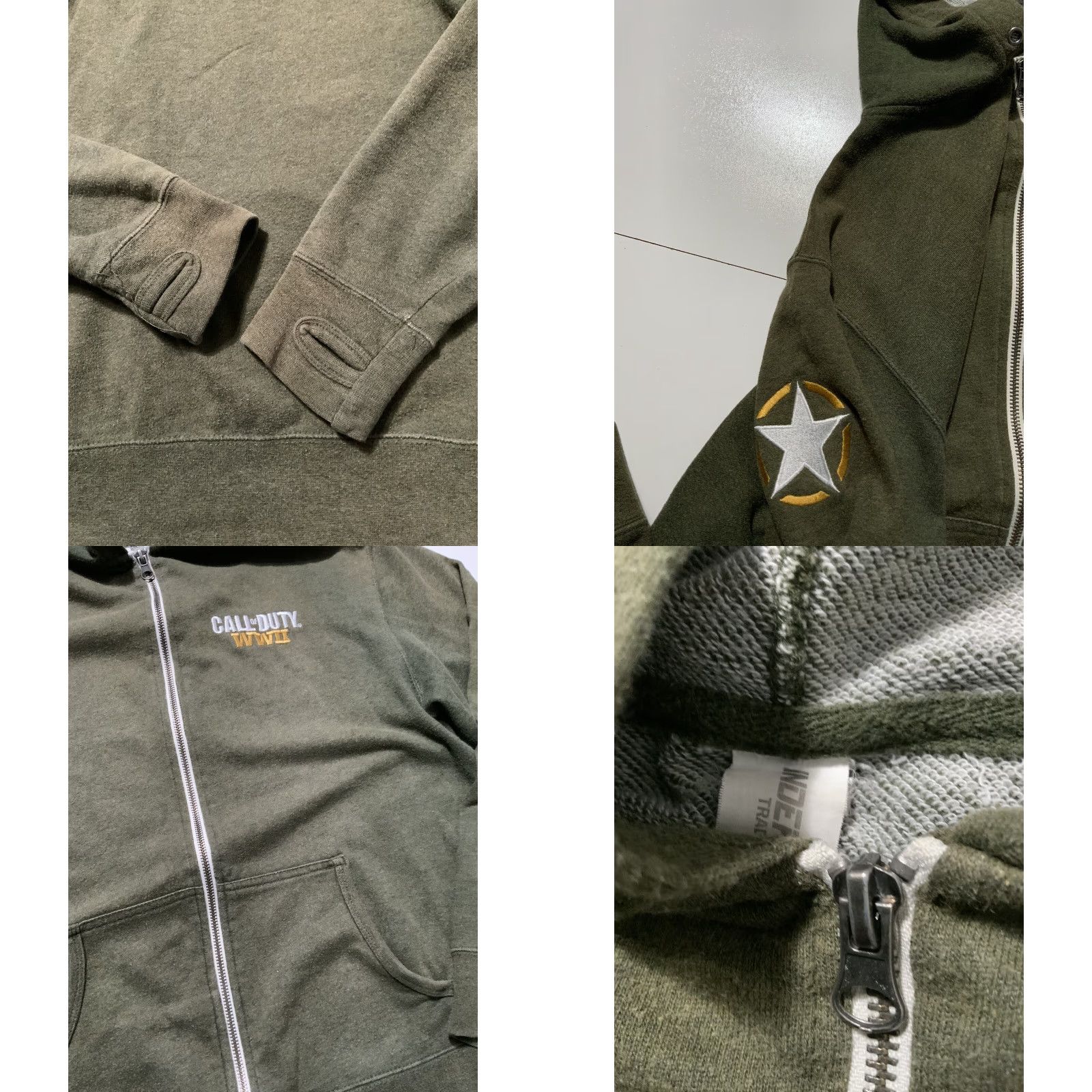 Vintage Call Of Duty WWII World War 2 Independent Trading Olive Zip Gaming Hoodie Sz. M Mens Size US M / EU 48-50 / 2 - 8 Thumbnail