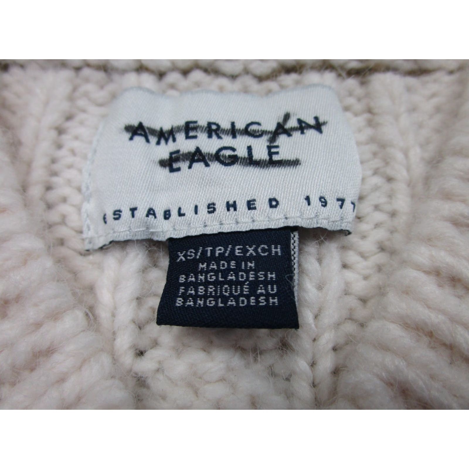 American Eagle Outfitters American Eagle Outfitters Sweater Womens XS Cable Knit V-Neck Fisherman Pullover Ivory Preppy Casual Size XS / US 0-2 / IT 36-38 - 4 Thumbnail
