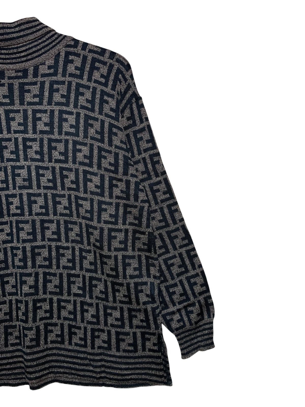 Fendi 🔥VTG FENDI ZUCCA MONOGRAM WOOL KNIT JUMPER TURTLENCK Size L / US 10 / IT 46 - 3 Thumbnail