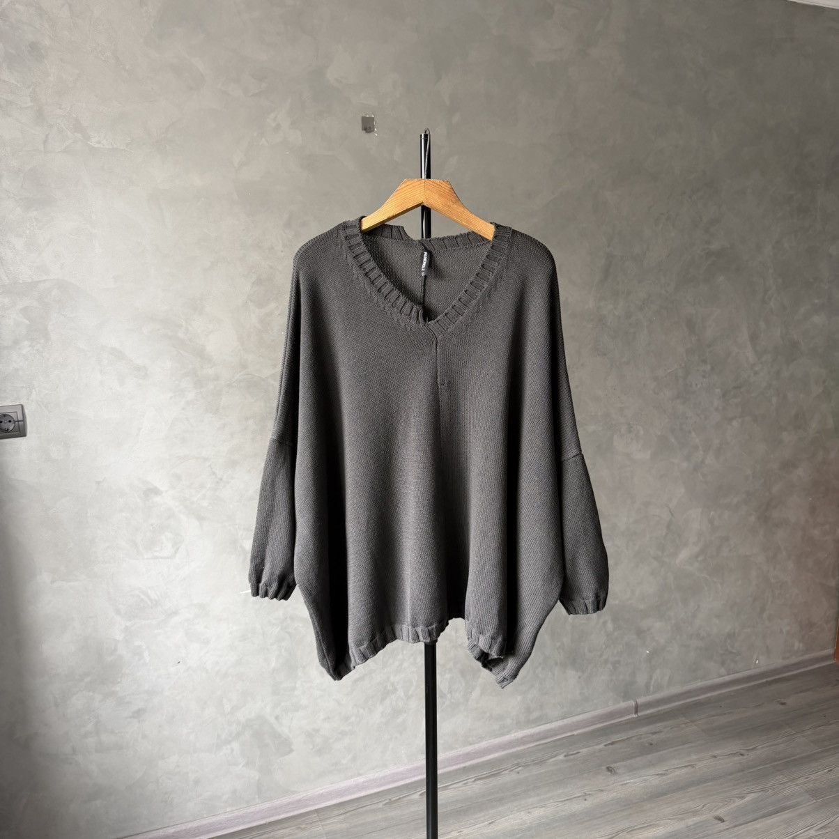 Rundholz Rundholz Avantgarde Crepe Wool Oversized V Neck Sweater Size ONE SIZE - 2 Thumbnail