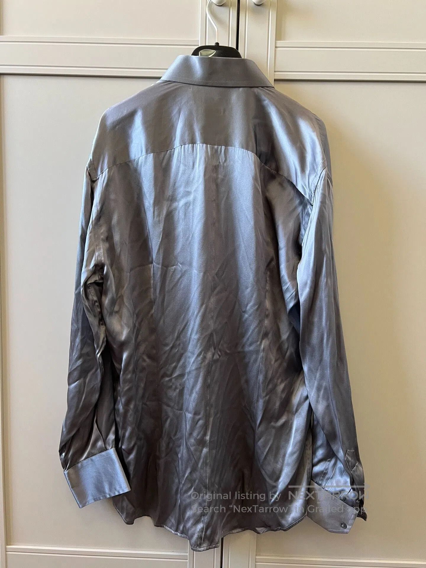Japanese Brand Men's Gray Silk Long Sleeve Shirt. Size US S / EU 44-46 / 1 - 4 Thumbnail
