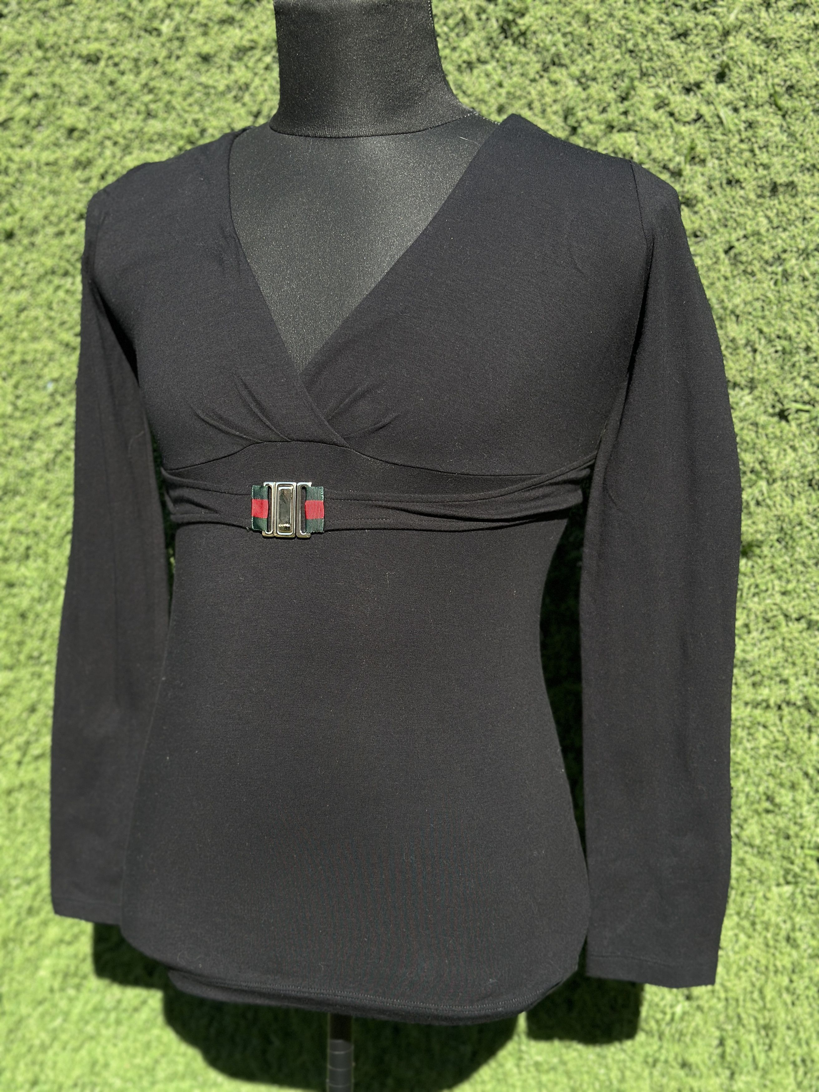 Gucci Gucci Black Web Buckle Stretch Top Sweater Pullover Size L Size L / US 10 / IT 46 - 8 Thumbnail
