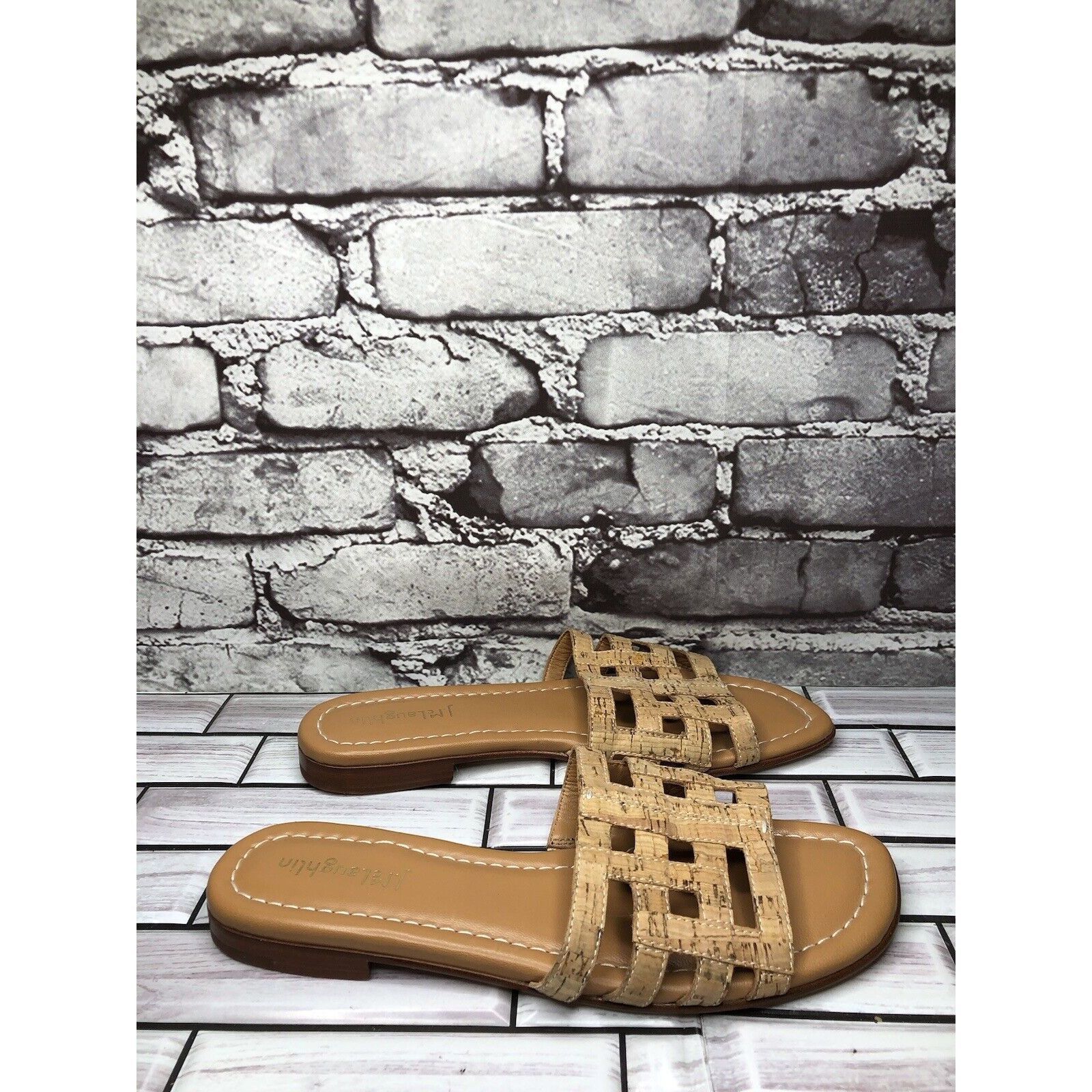 J.McLaughlin J. McLaughlin WILLA Tan Leather Cork Flat Slides Sandals Wom Size US 7.5 / IT 37.5 - 10 Thumbnail