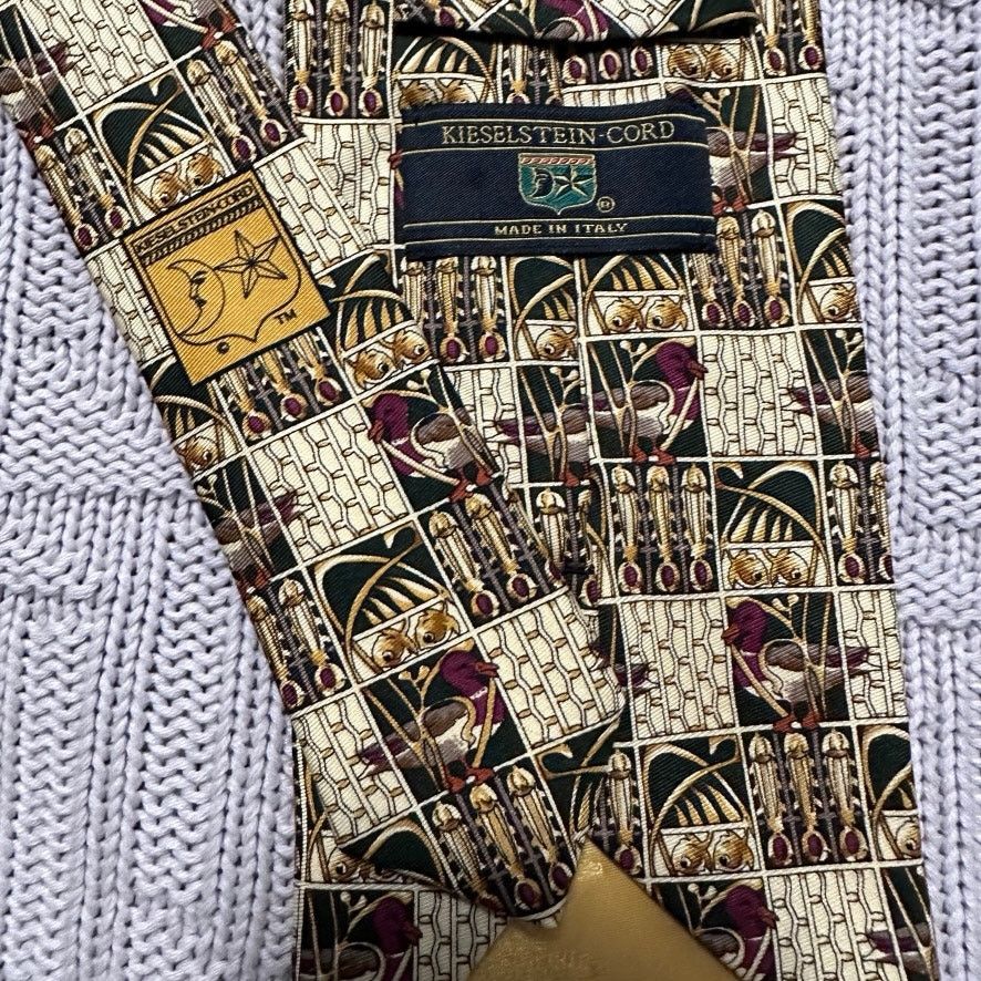 Kieselstein-Cord Kieselstein-Cord gold duck print silk tie Size ONE SIZE - 3 Thumbnail