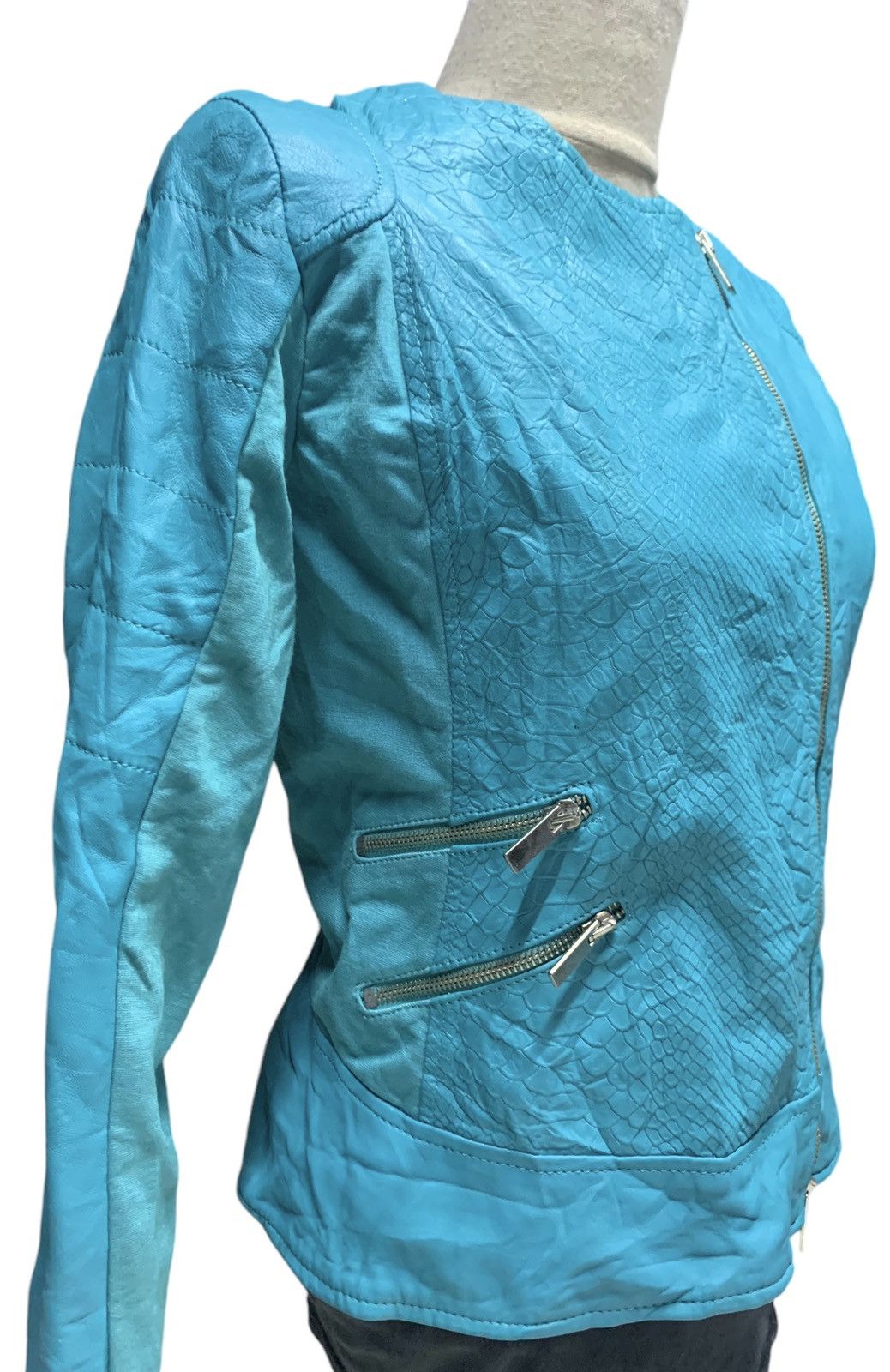 IMPERIAL TURQUOISE PLEATHER JACKET