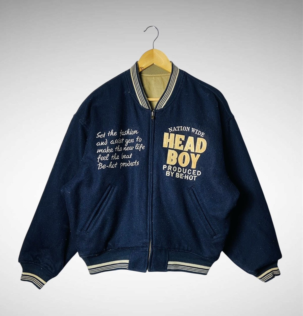 Japanese Brand Vintage Be Hot Reversible Wool Bomber Jacket Size US XL / EU 56 / 4 - 1 Thumbnail