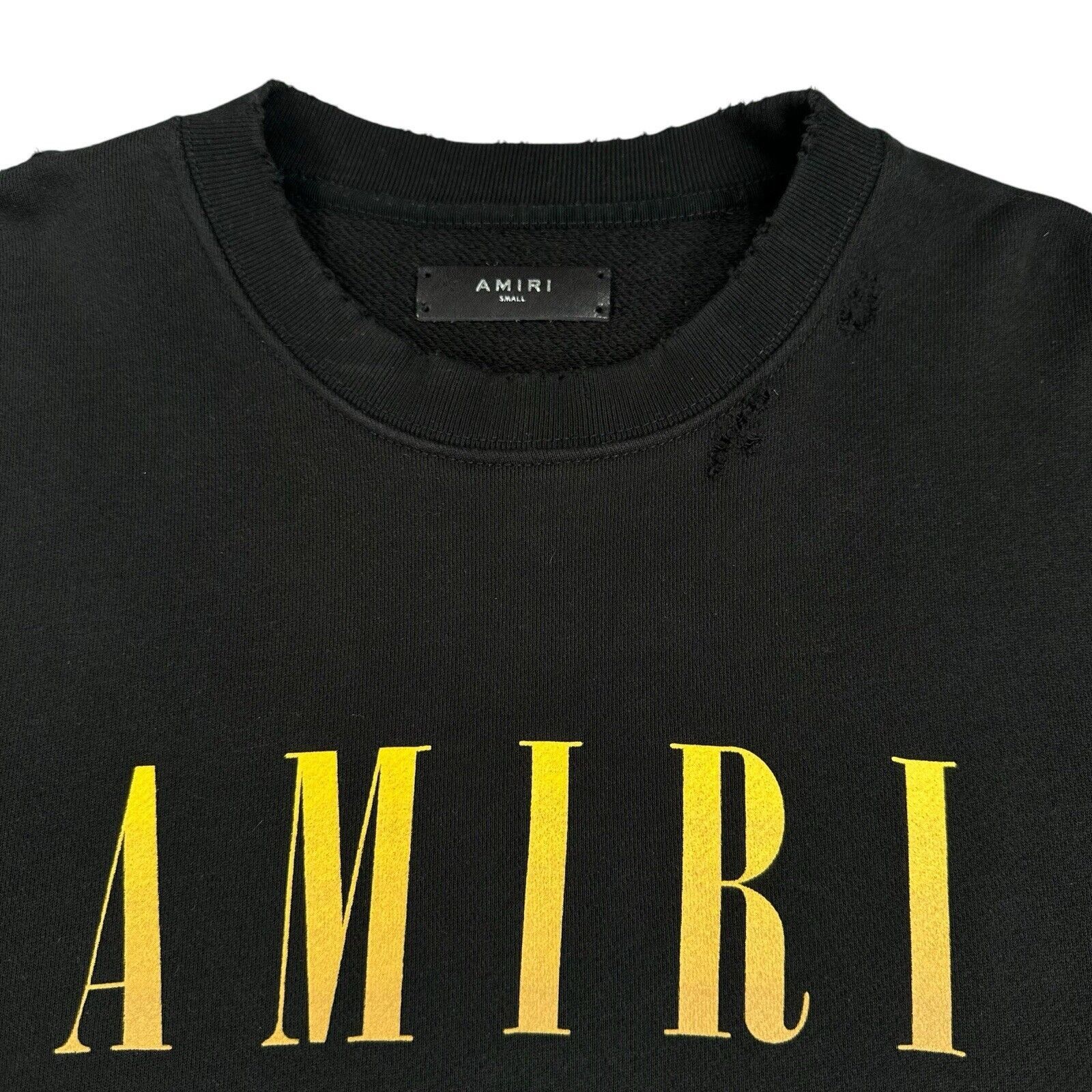 Amiri Amiri Size S Black Sweatshirt Distressed Yellow Chest Logo Size US S / EU 44-46 / 1 - 7 Thumbnail