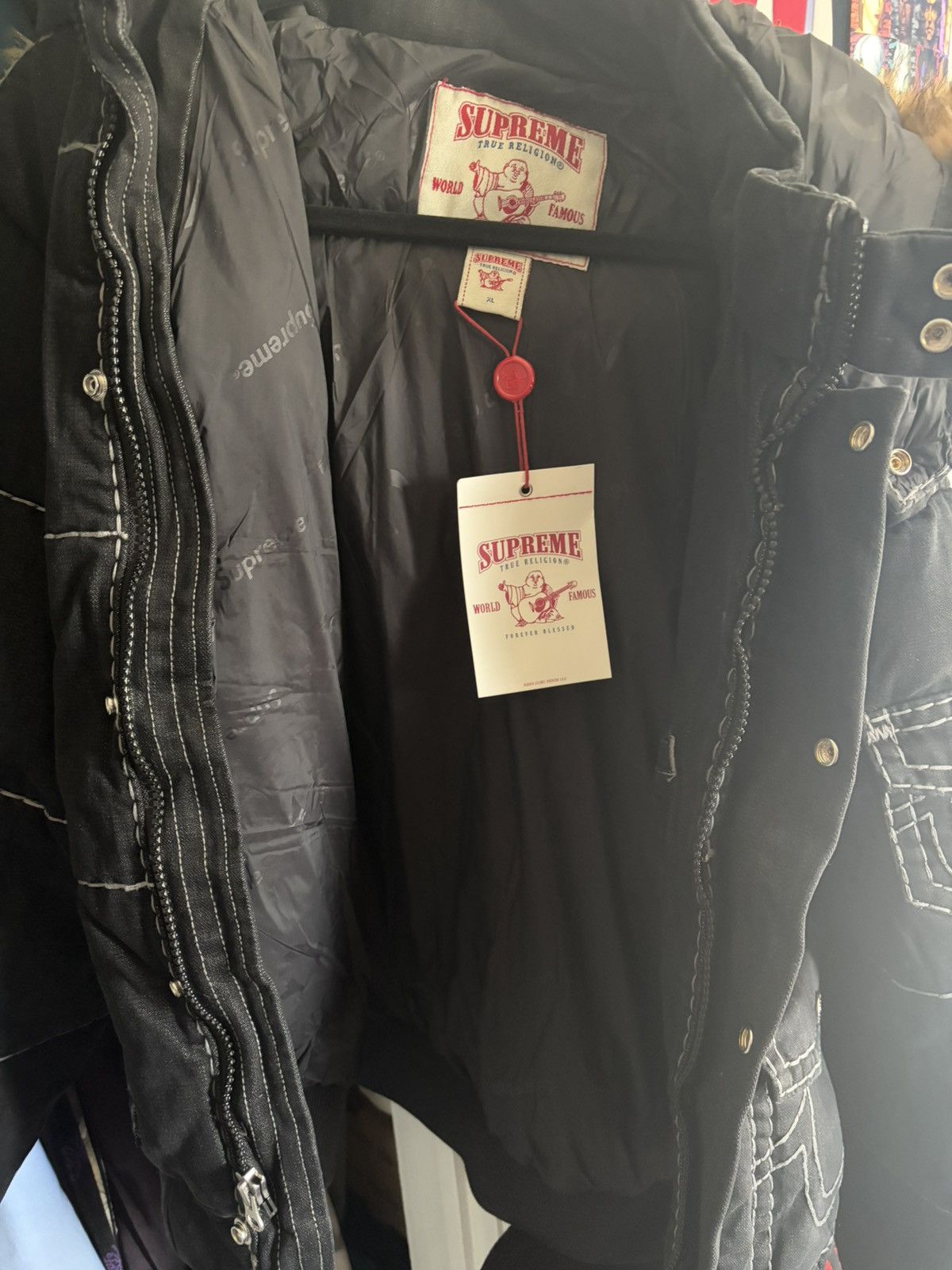Supreme × True Religion Supreme x True Religion Black Puffer Jacket Size US XL / EU 56 / 4 - 4 Thumbnail