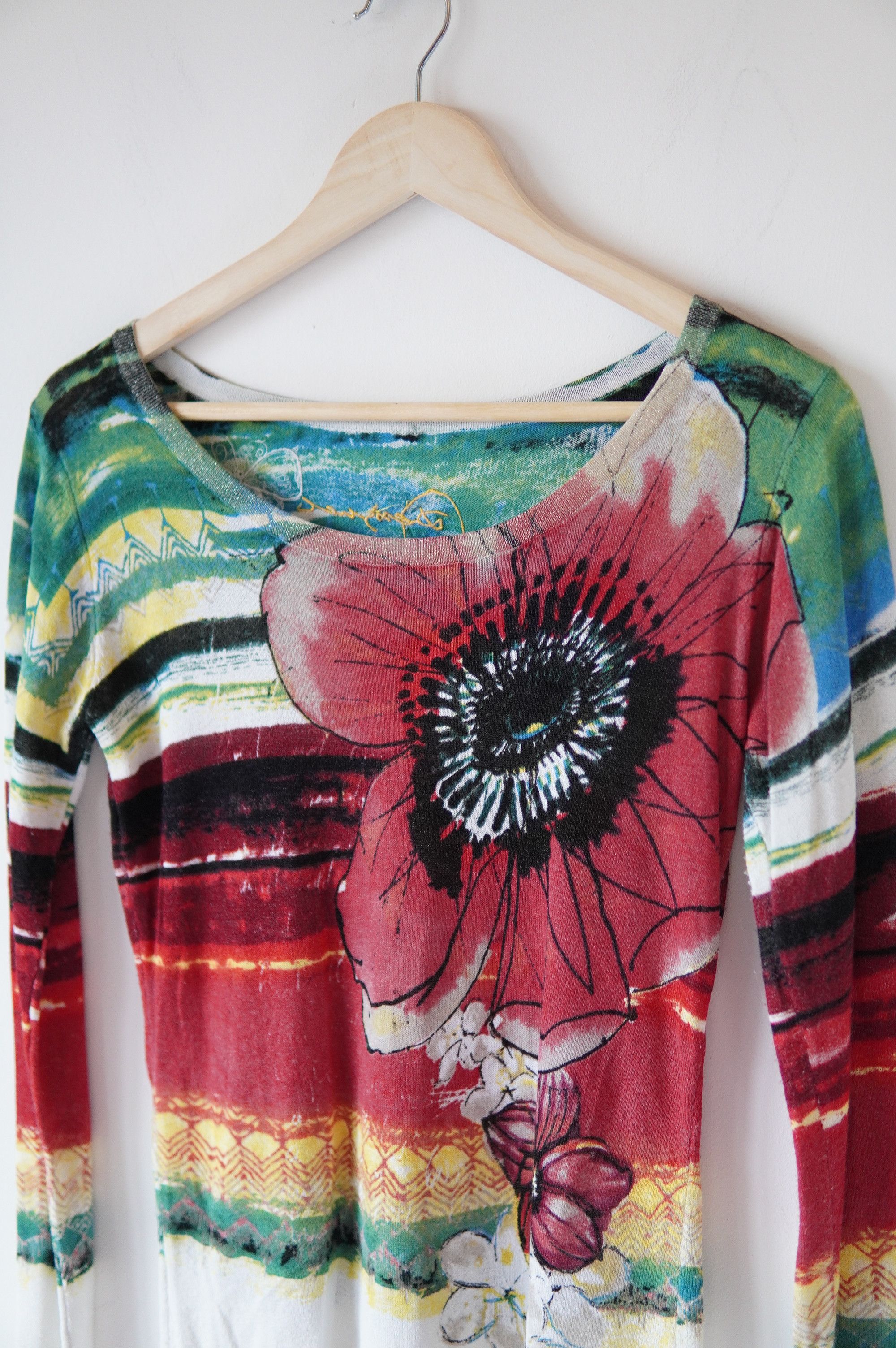 Desigual Desingual Floral Mesh Relaxed Blouse Top Size M / US 6-8 / IT 42-44 - 3 Thumbnail