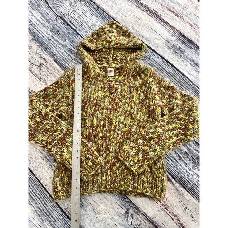 Vintage Vintage Y2K Chunky Knit Textured Hooded Sweater in Olive Mix Size S / US 4 / IT 40 - 9 Thumbnail