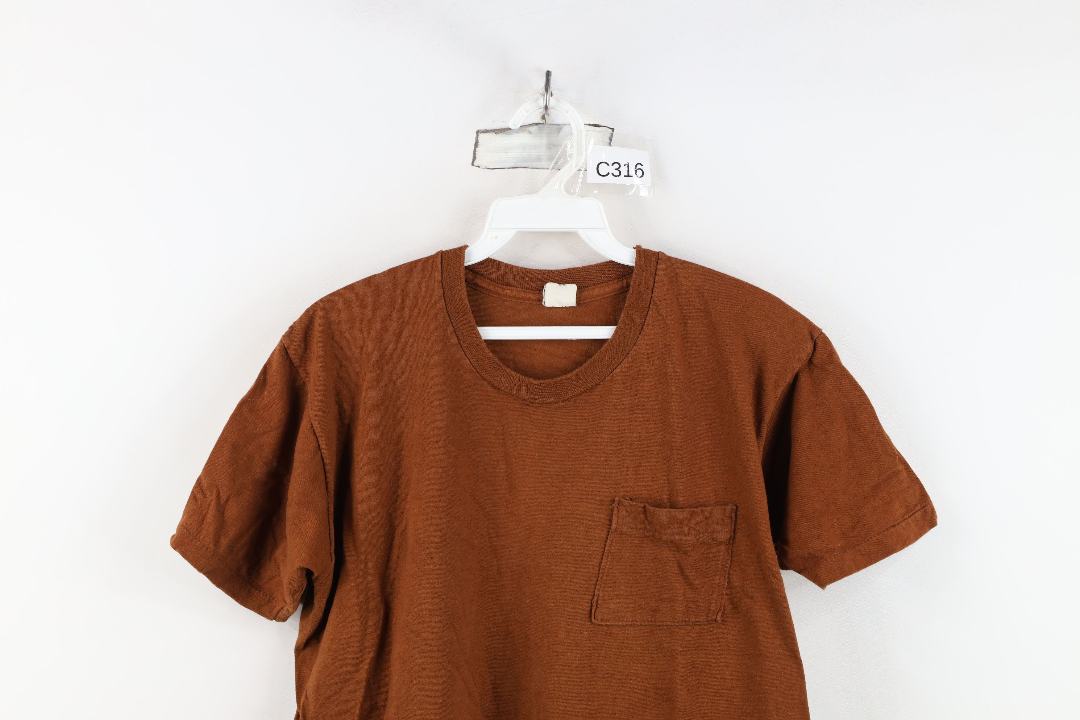 Vintage Vintage 60s 70s Streetwear Blank Cotton T-Shirt Brown USA Size US M / EU 48-50 / 2 - 2 Thumbnail