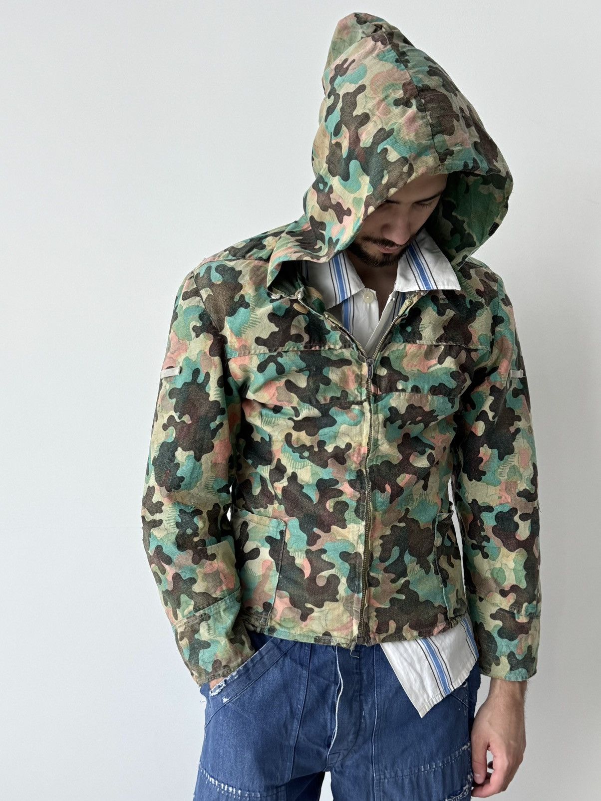 Vintage 1950s Czechoslovakian Army Dubaky/Mracky Camo Hooded Jacket Size US S / EU 44-46 / 1 - 1 Thumbnail