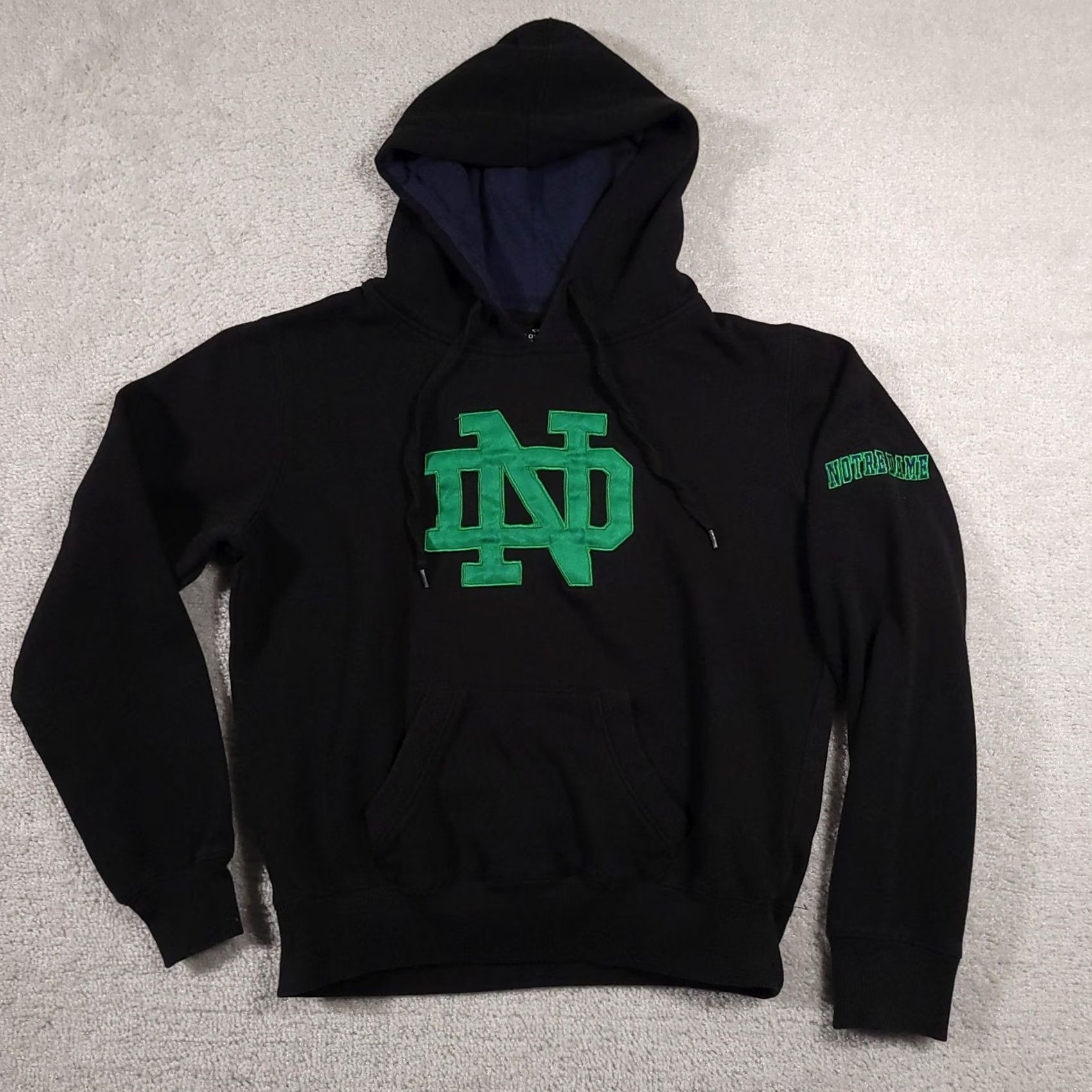 Vintage Notre Dame Hoodie Womens Small Black Colosseum Embroidered Pullover Sweatshirt NCAA Size S / US 4 / IT 40 - 2 Thumbnail