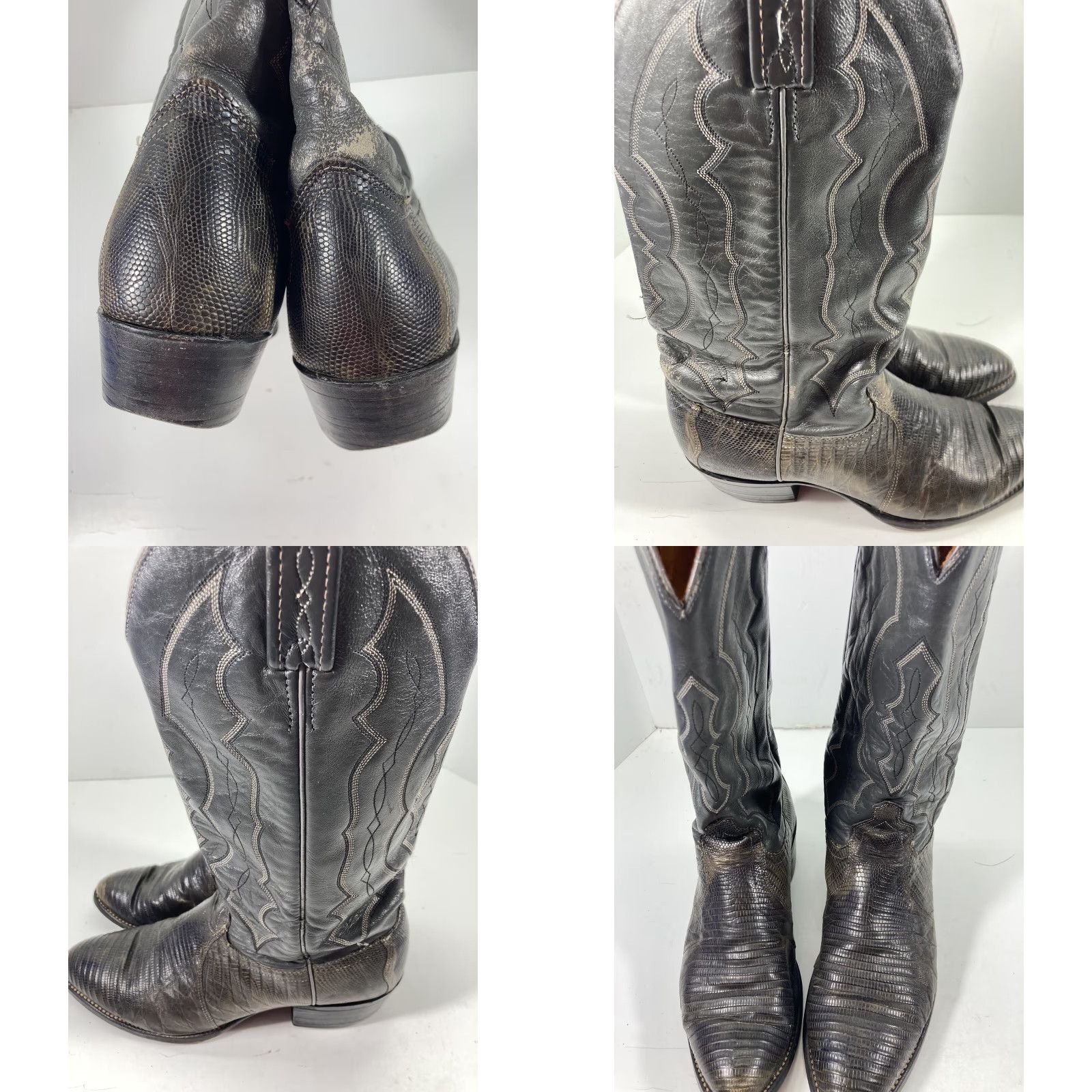 Vintage VINTAGE J. Chisholm Western Boots Men Size 9.5 D Gray Lizard Leather USA Size US 10 / EU 43 - 10 Thumbnail