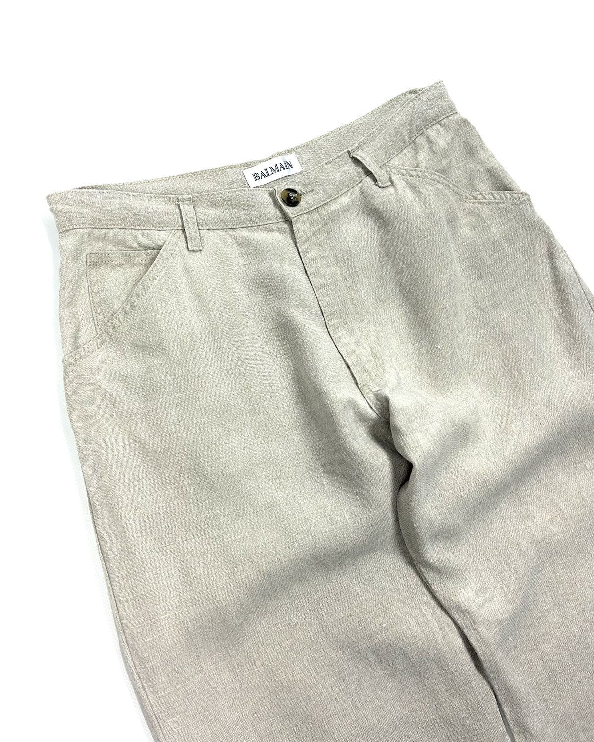 Balmain rare Balmain Vintage Heavy Linen Tailored Pants Beige 42 M Size US 32 / EU 48 - 9 Thumbnail