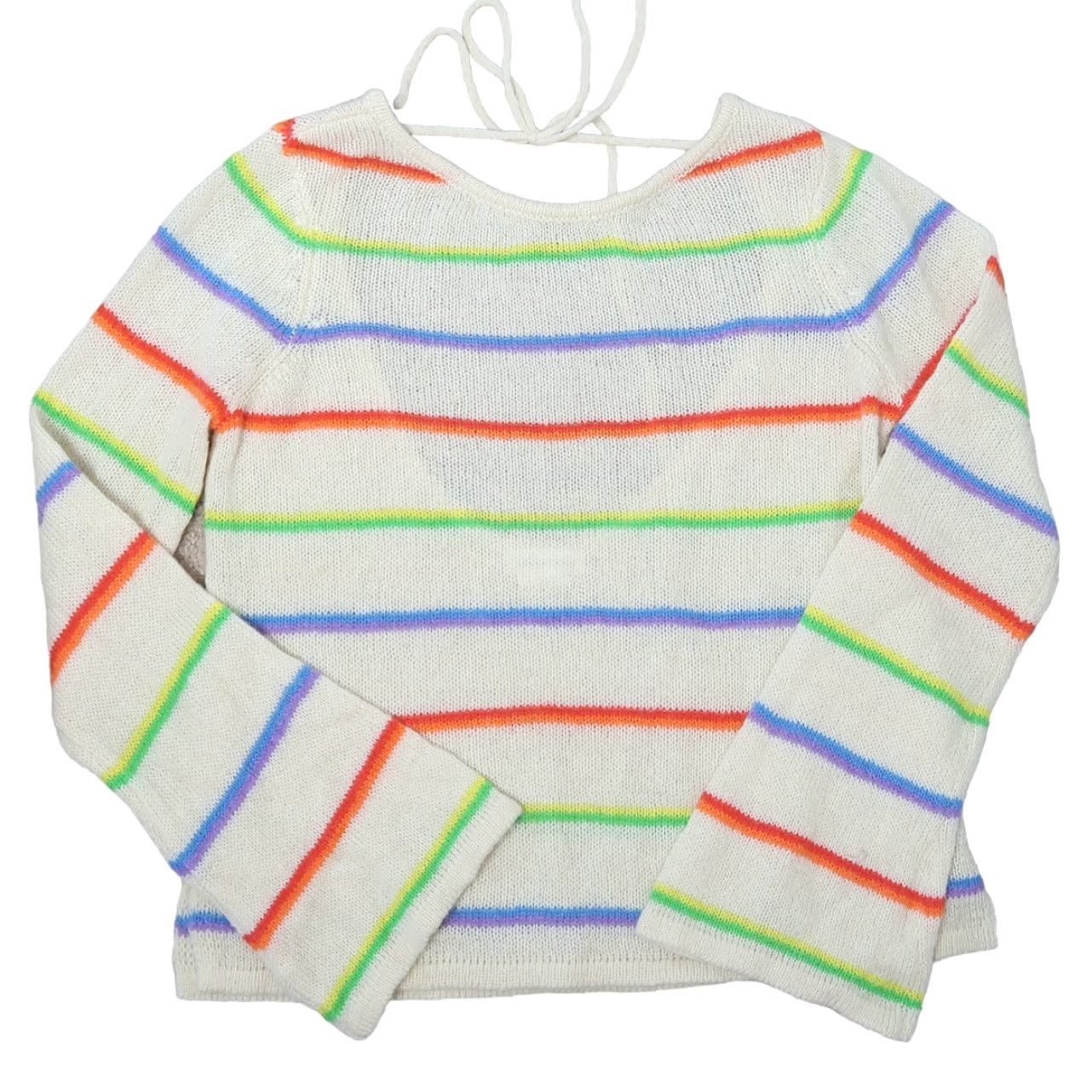 Vintage Lovers + Friends Cream Rainbow Striped Bell Sleeve Knit Sweater XS Women Pullover Bell Sleeve Rainbow Theme Womens Size XS / US 0-2 / IT 36-38 - 2 Thumbnail