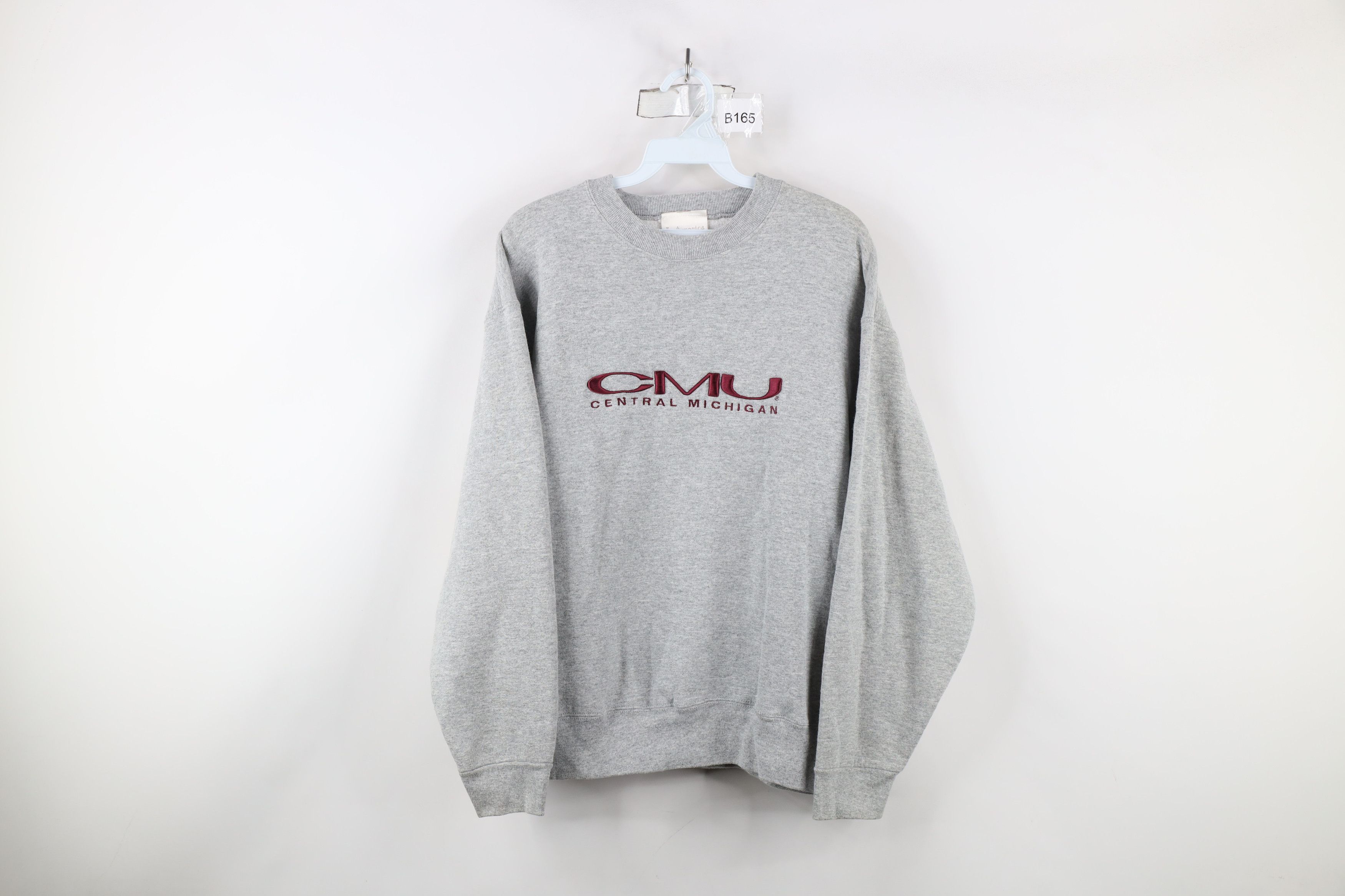 Vintage Vintage 90s Central Michigan University Sweatshirt Gray USA Size L / US 10 / IT 46 - 1 Thumbnail