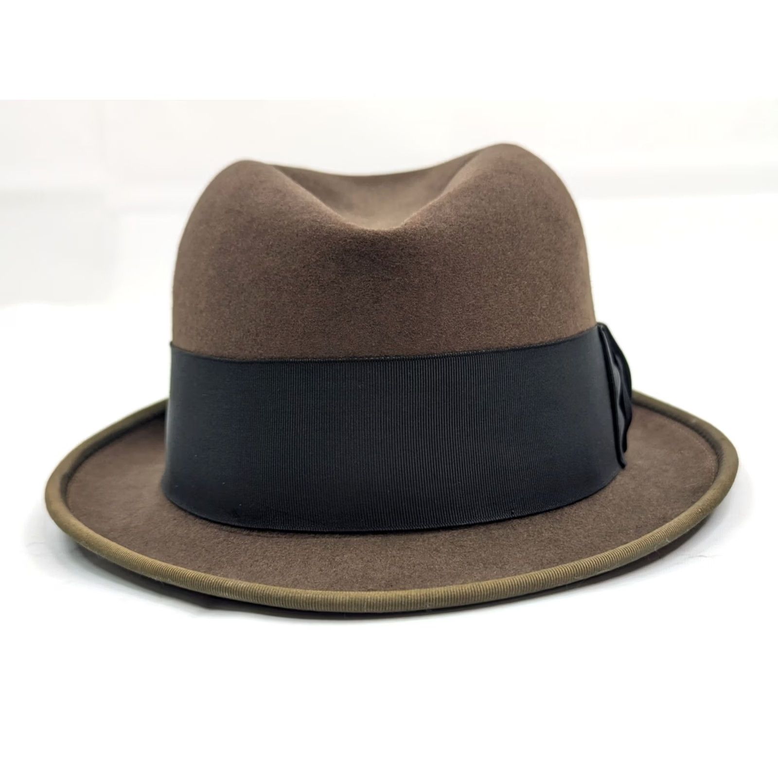 FELT VINTAGE Wormser Royal Luxury Fedora – Brown Felt Hat – Size 7 3/8 – Men – Leather Band – United Hatters Cap & Millinery – Midas Style Size ONE SIZE - 6 Thumbnail
