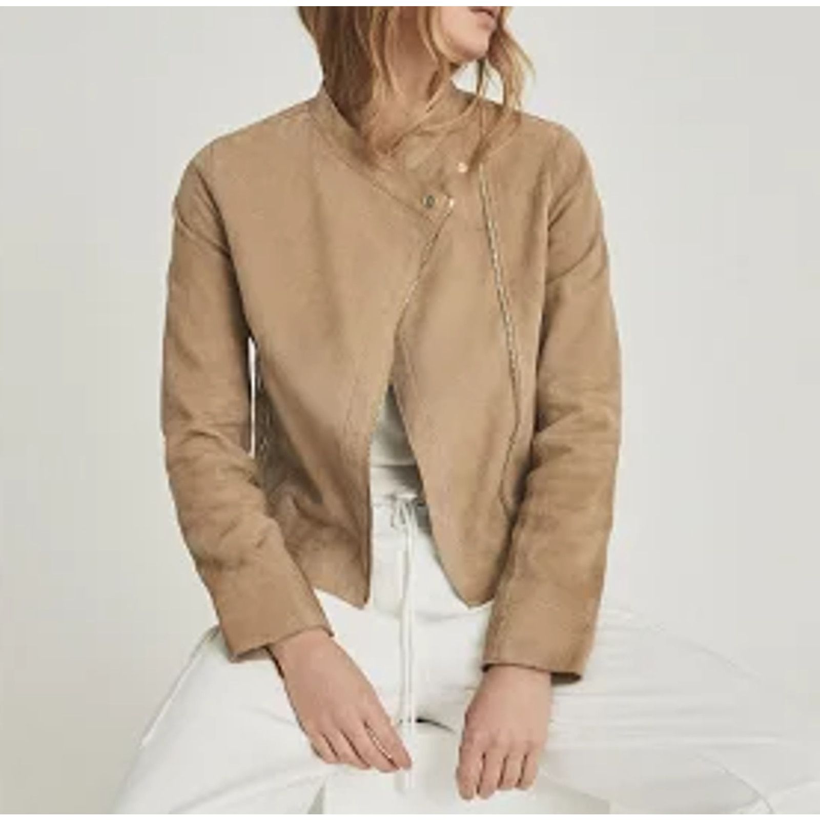 Reiss Reiss Women's Madeline Suede Biker Jacket 6 Size M / US 6-8 / IT 42-44 - 1 Thumbnail