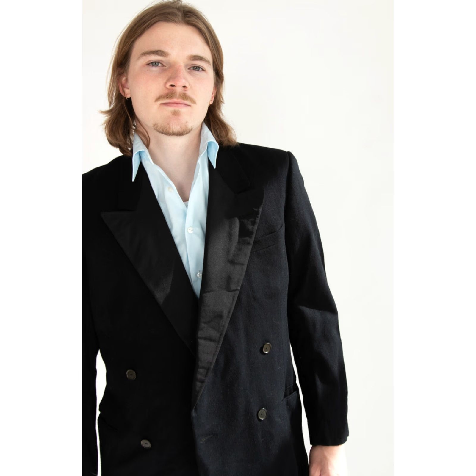 Vintage VINTAGE Black Tuxedo Jacket Large Men's Double-Breasted Blazer Size 42R - 5 Thumbnail