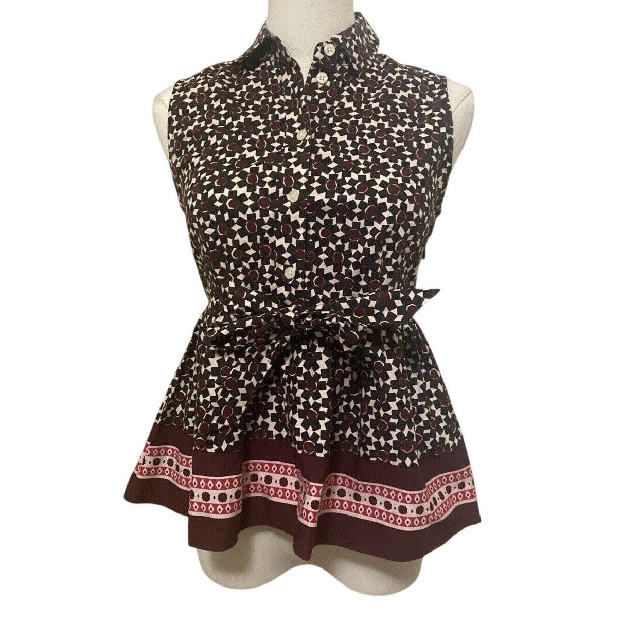 Kate Spade Kate Spade Geometric Sleeveless Peplum Top XS Size XS / US 0-2 / IT 36-38 - 1 Thumbnail