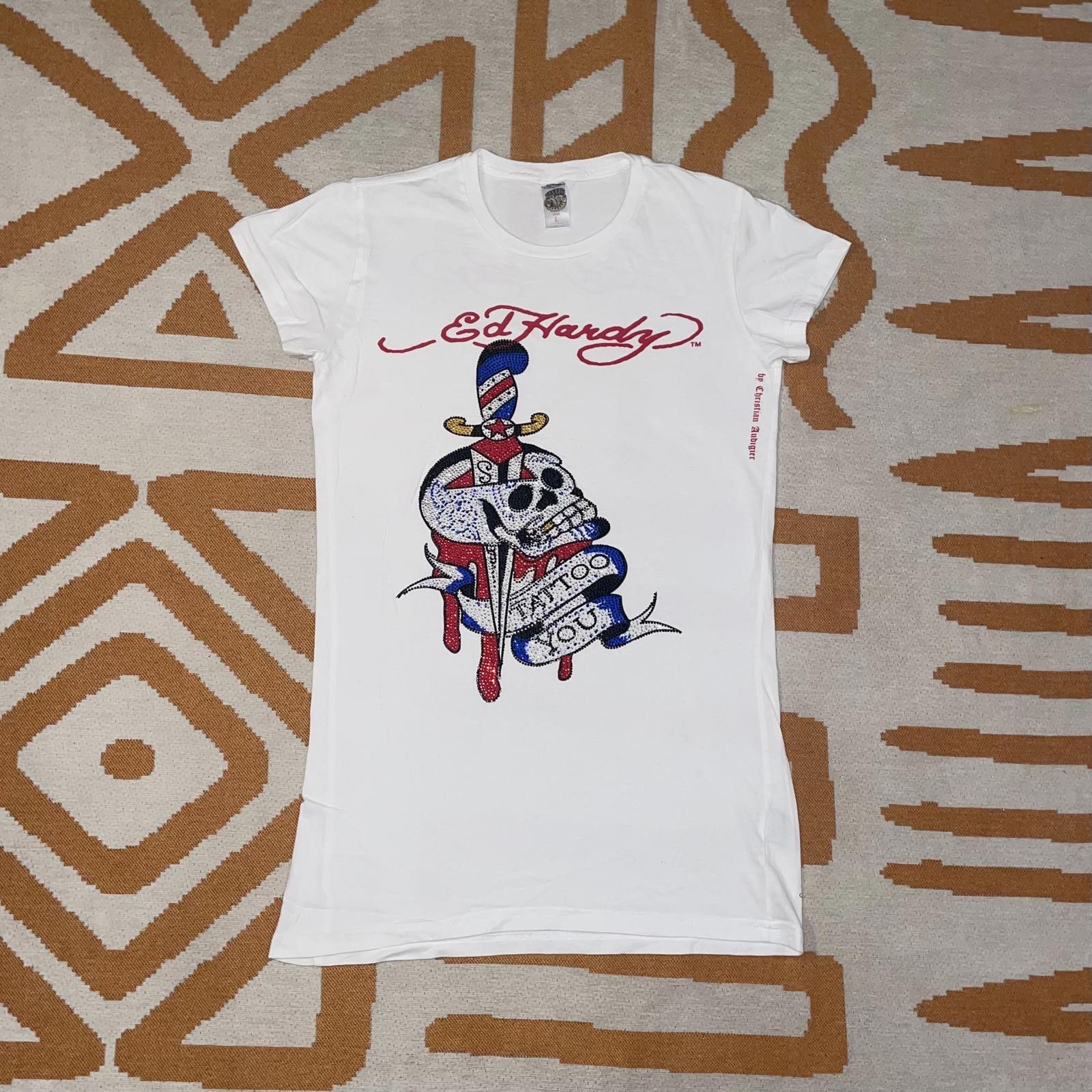 Ed Hardy Ed Hardy 00s Embellished Skull T-Shirt L Size US L / EU 52-54 / 3 - 1 Thumbnail