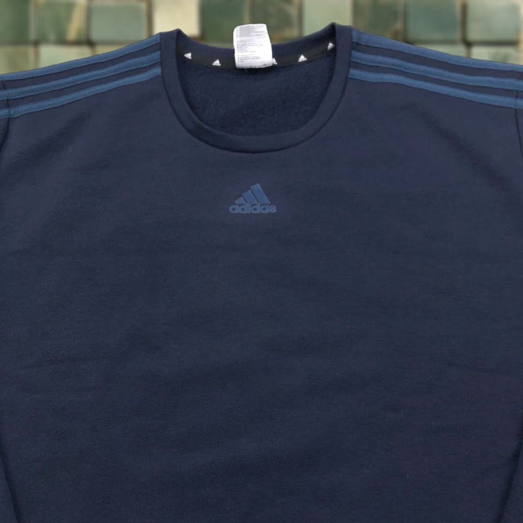 Adidas Adidas Pullover Sweatshirt XL Navy Blue 3 Stripe Mens Crew Neck Knit 1/4 Zip Sweater Size US XL / EU 56 / 4 - 1 Thumbnail