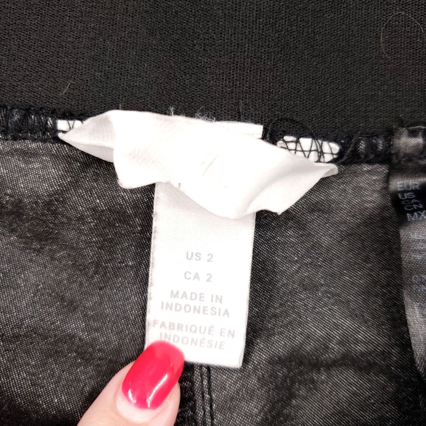 H&M H&M Pants Womens Black Cropped Skinny Check Flat Front Cotton Blend Size 2 Size 26" / US 2 / IT 38 - 3 Thumbnail