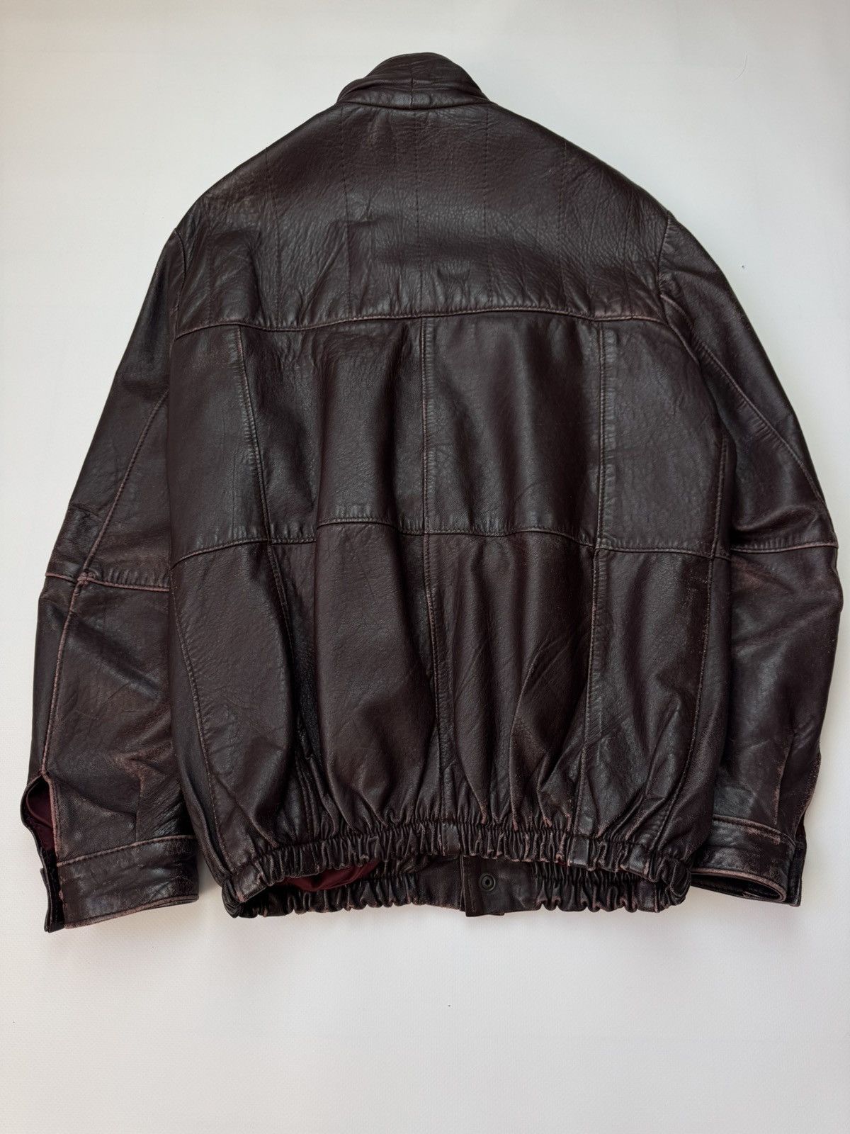 Leather Vintage Distressed Leather Bomber Jacket w/ Riri Zippers Size US M / EU 48-50 / 2 - 8 Thumbnail