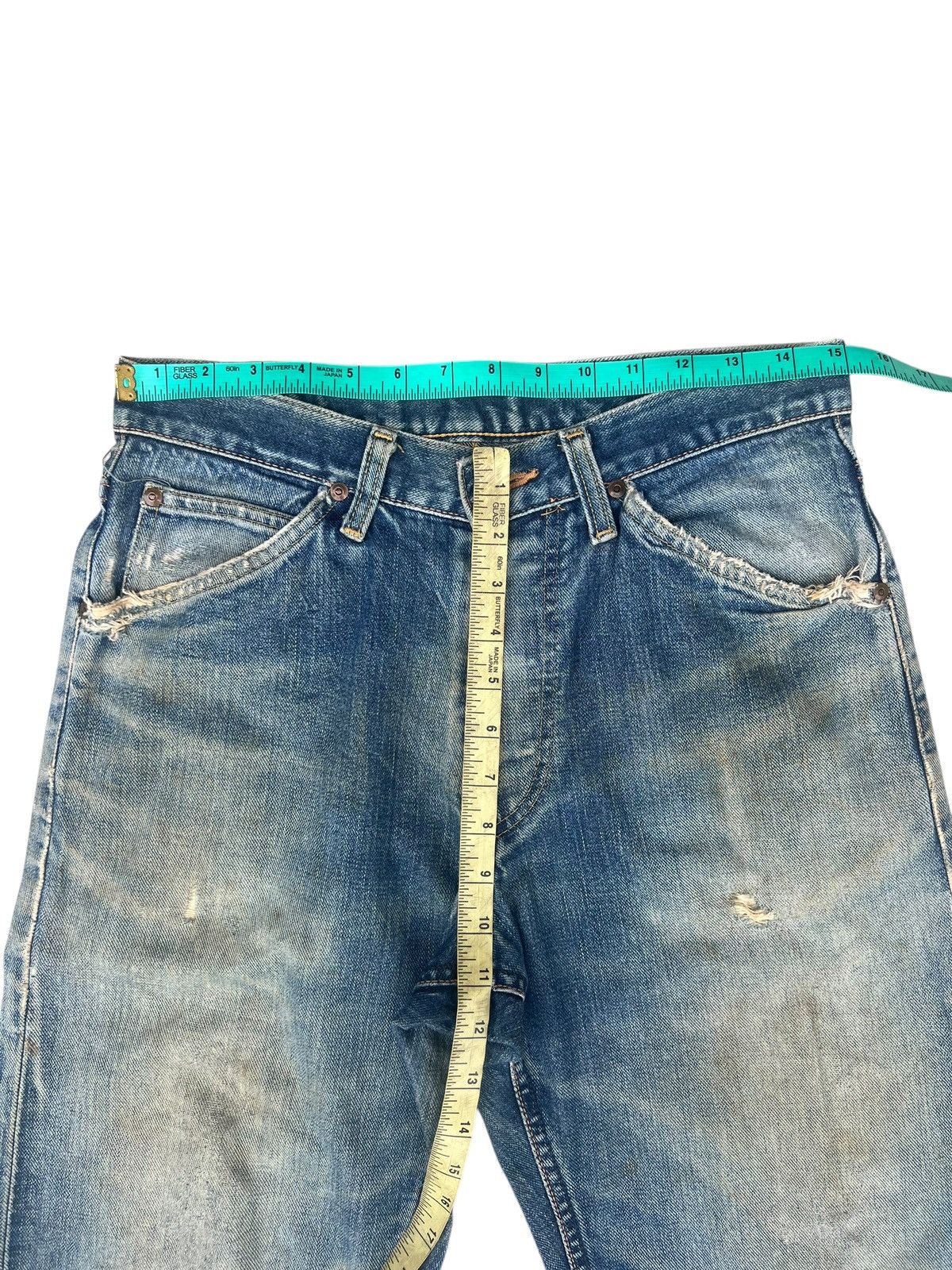 Lee Trashed Vintage Lee Ripped Dirty Mud Denim Selvedge Jeans Size US 30 / EU 46 - 2 Thumbnail