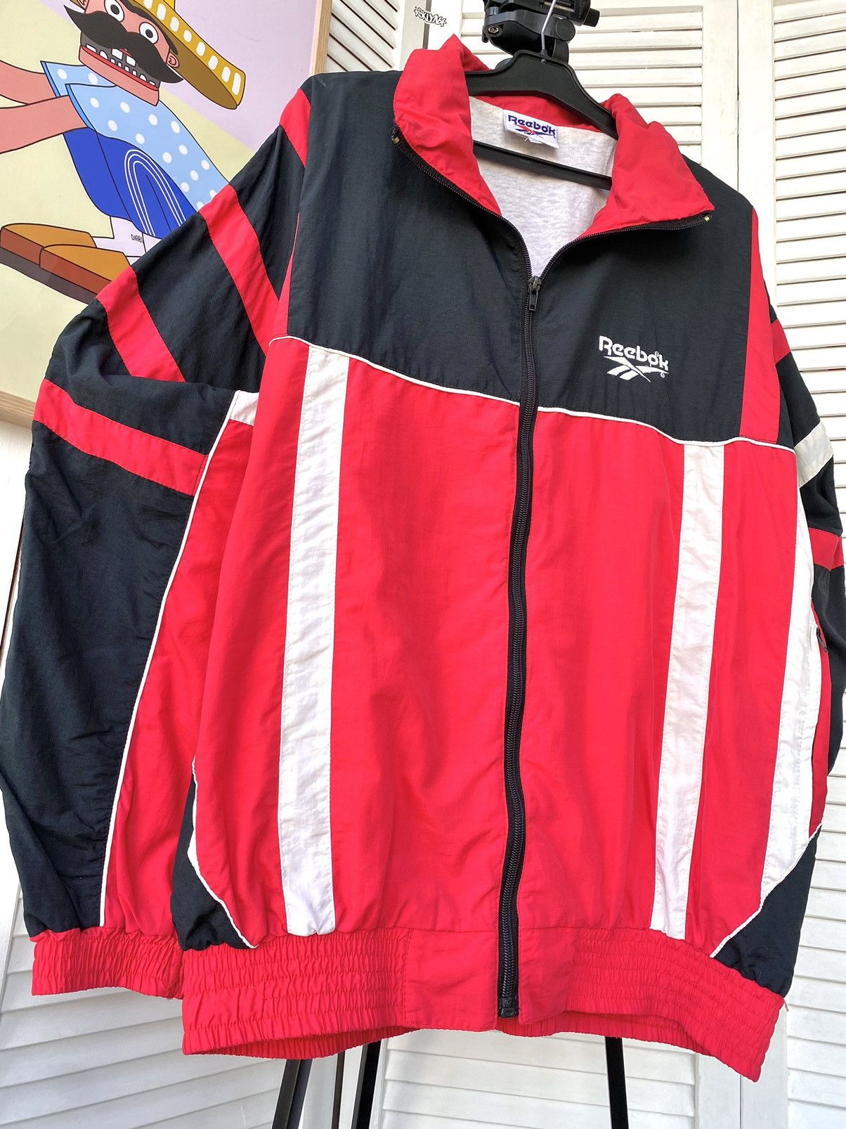 Reebok × Vintage Vintage Reebok Track Retro Jacket Striped 90s 80s Red Size US L / EU 52-54 / 3 - 4 Thumbnail