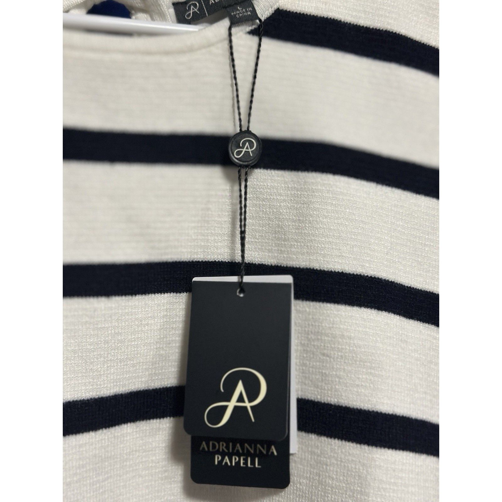 Adrianna Papell Adrianna Papell Textures Stripped Cropped Vest Ivory Navy Si Size L / US 10 / IT 46 - 5 Thumbnail