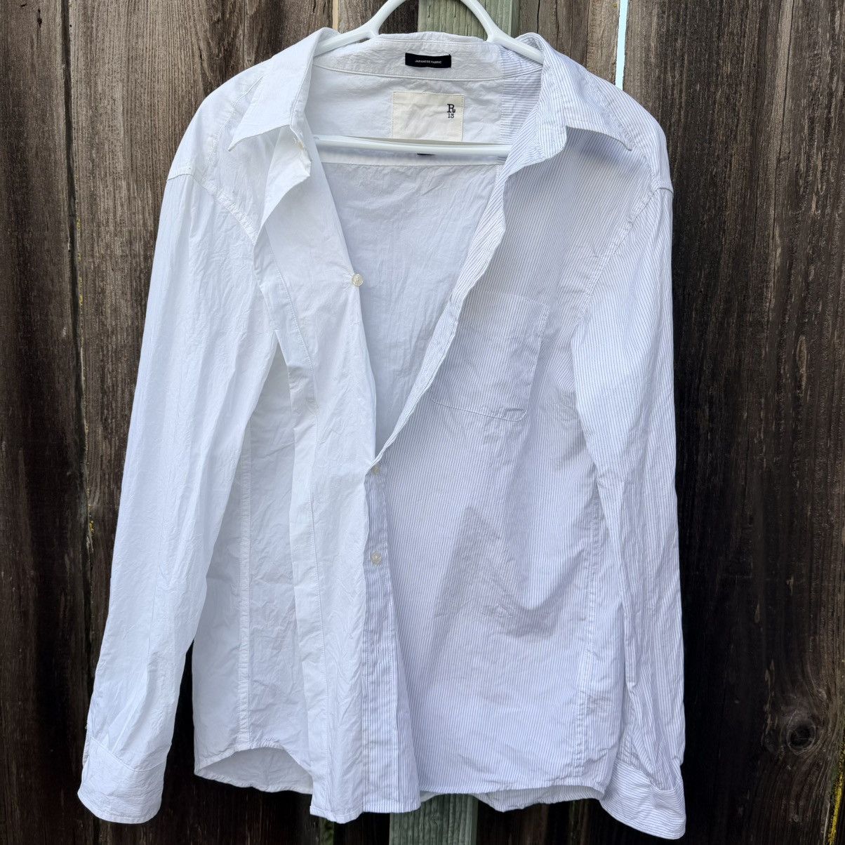 R13 R13 Off-Shoulder Deconstructed Pinstripe Shirt Sz S Size S / US 4 / IT 40 - 2 Thumbnail