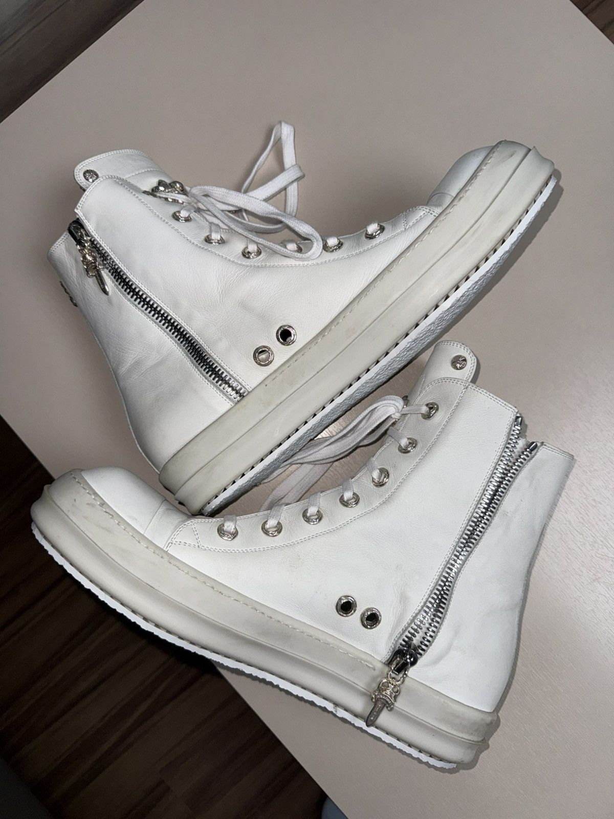 Chrome Hearts [EU45] Chrome Hearts Ramones with fleur white rhodium Size US 11.5 / EU 44-45 - 2 Thumbnail